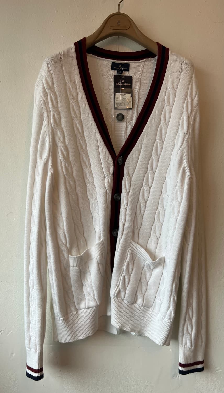 새상품) 브룩스브라더스 남성 아이보리 케이블브이넥가디건  상품이미지1