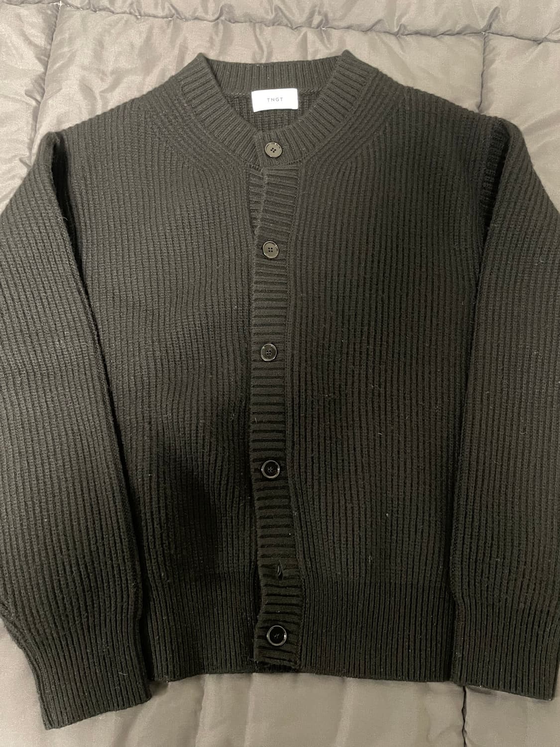 tngt 청키 울 니트 라운드 가디건 블랙 95 상품이미지3