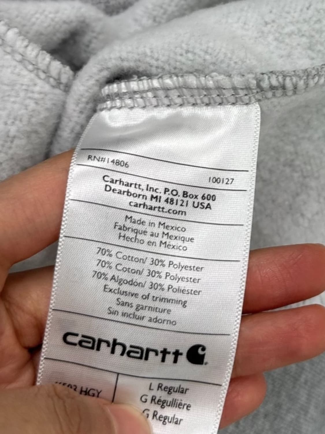 칼하트 반집업 맨투맨 그레이 (L~XL)  상품이미지8