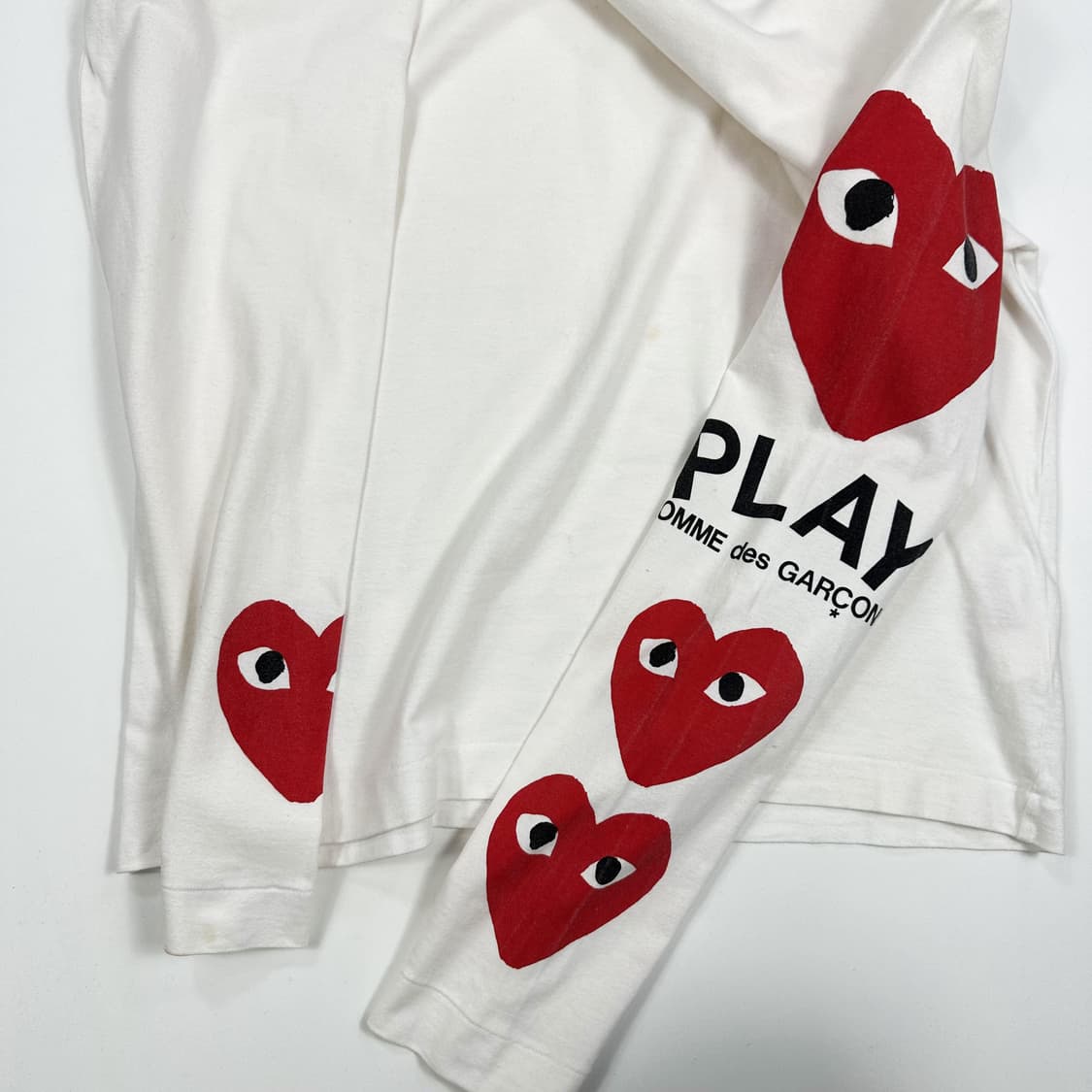 꼼데가르송 플레이하트 화이트 긴팔티셔츠 (L) 상품이미지6