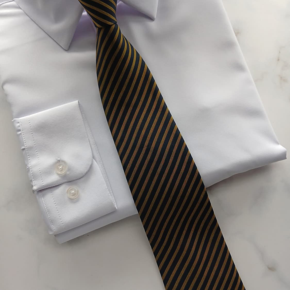 이치바타 실크 네이비 스트라이프 넥타이 8.2cm A~B등급 A18391 상품이미지4