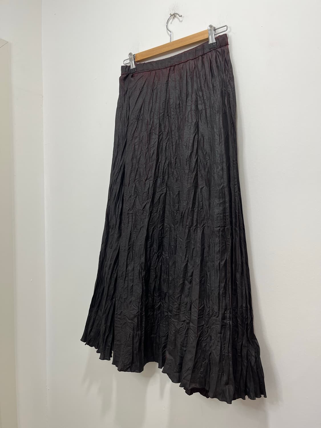 일본빈티지 고스룩 락펑크 블랙버건디 링클 롱스커트 상품이미지3