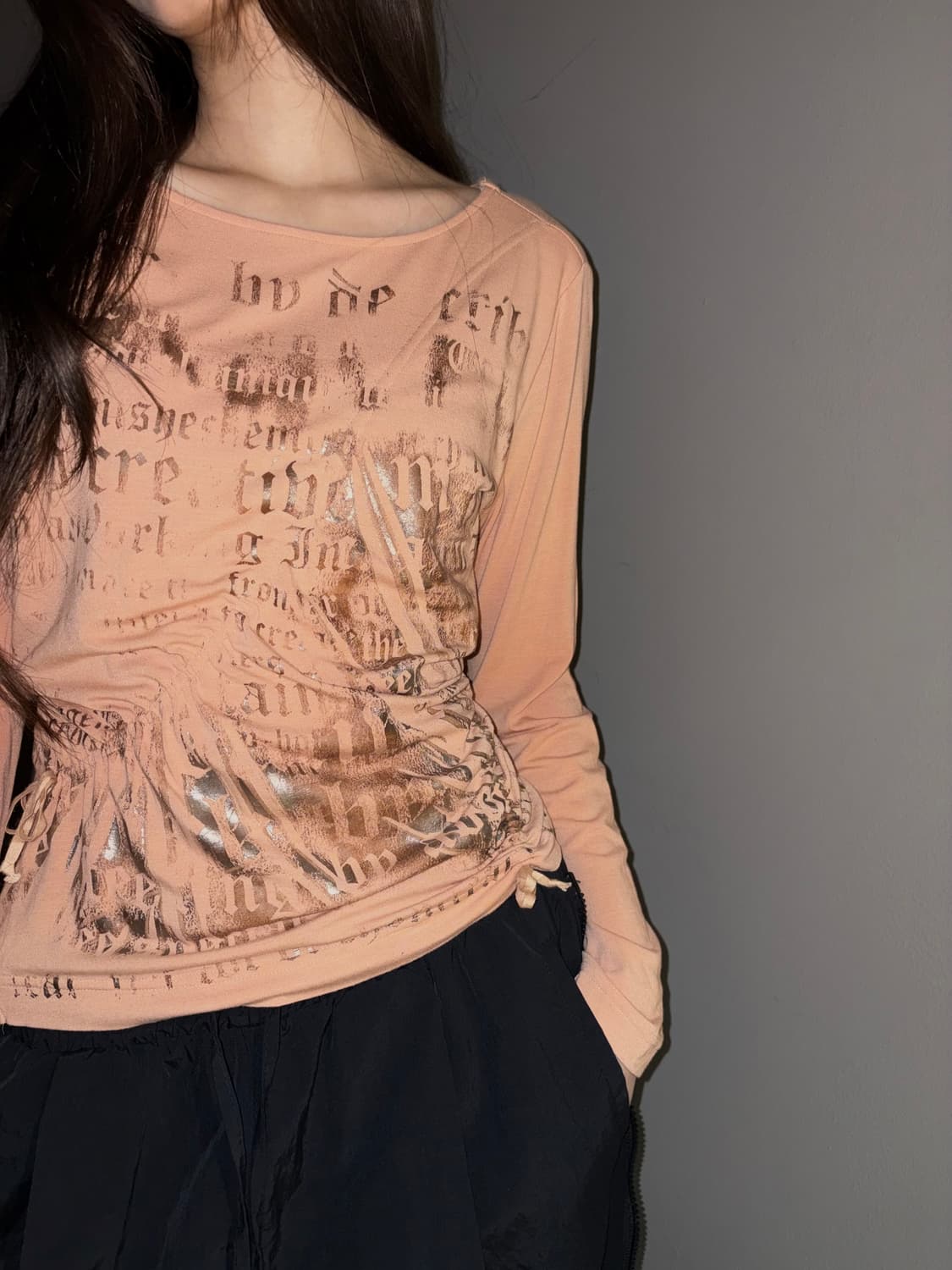 y2k 빈티지 셔링 디테일 티셔츠 상품이미지3