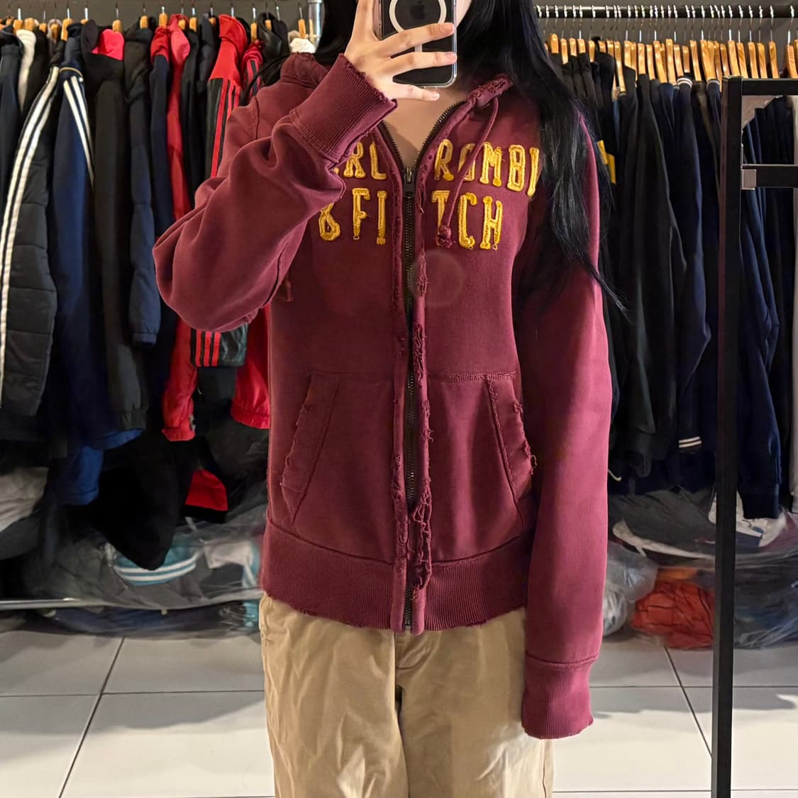 아베크롬비 버건디 후드집업 상품이미지1