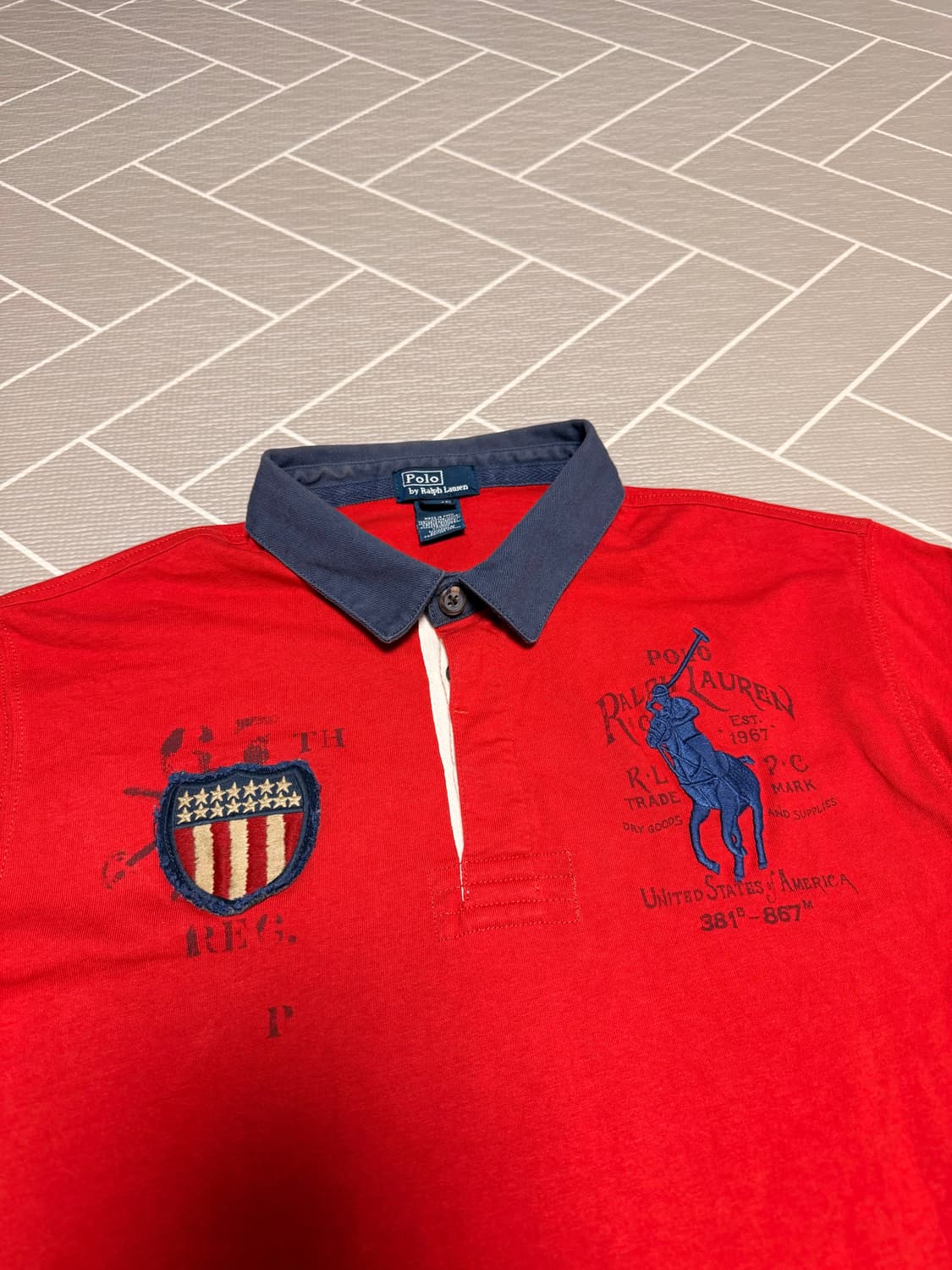 폴로 빅포니 성조기 긴팔 럭비티 레드 상품이미지3
