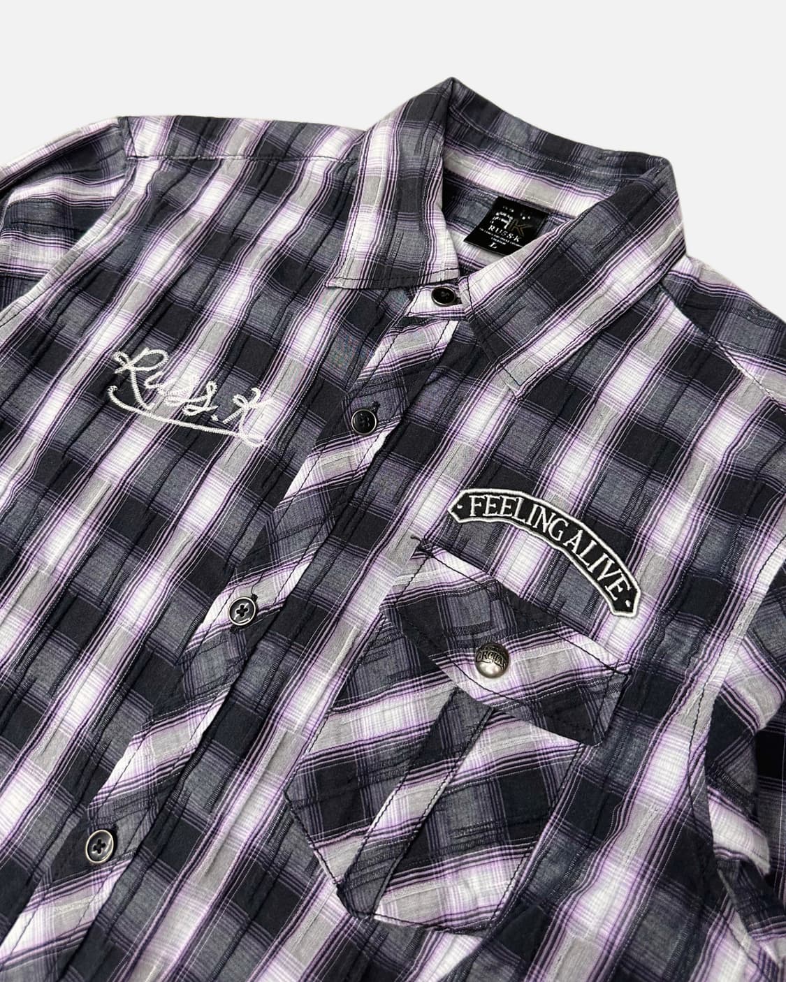 logo patch purple check shirt 상품이미지2