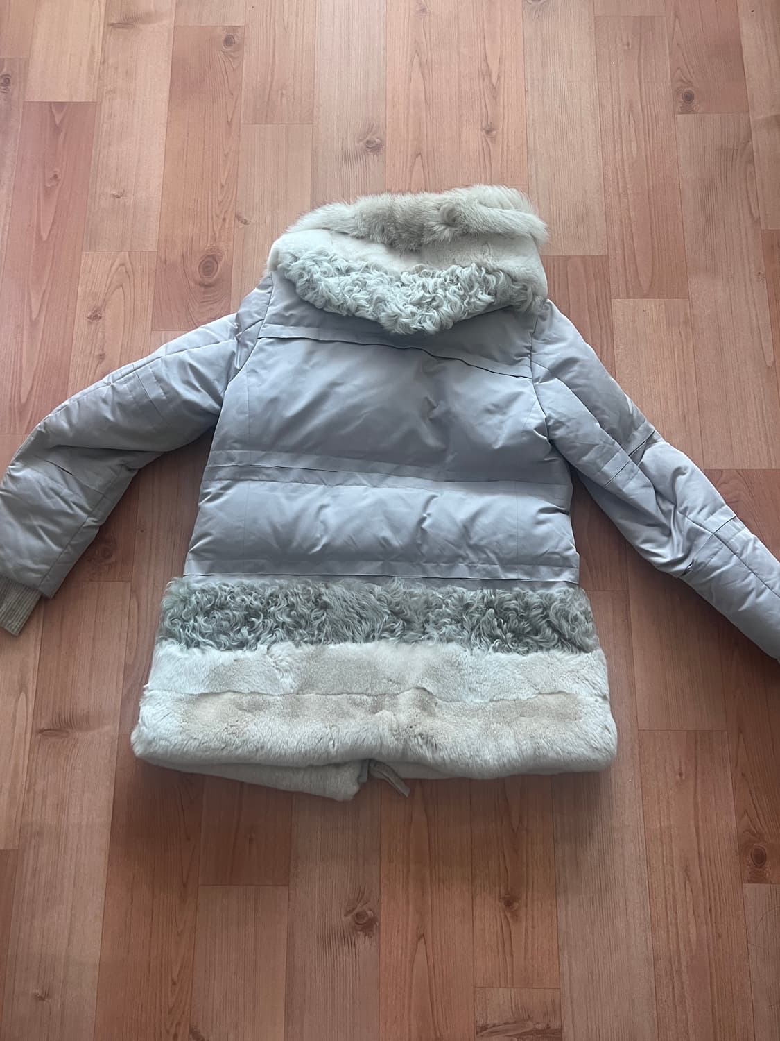 그레이 베이지 퍼 패딩 자켓 상품이미지2