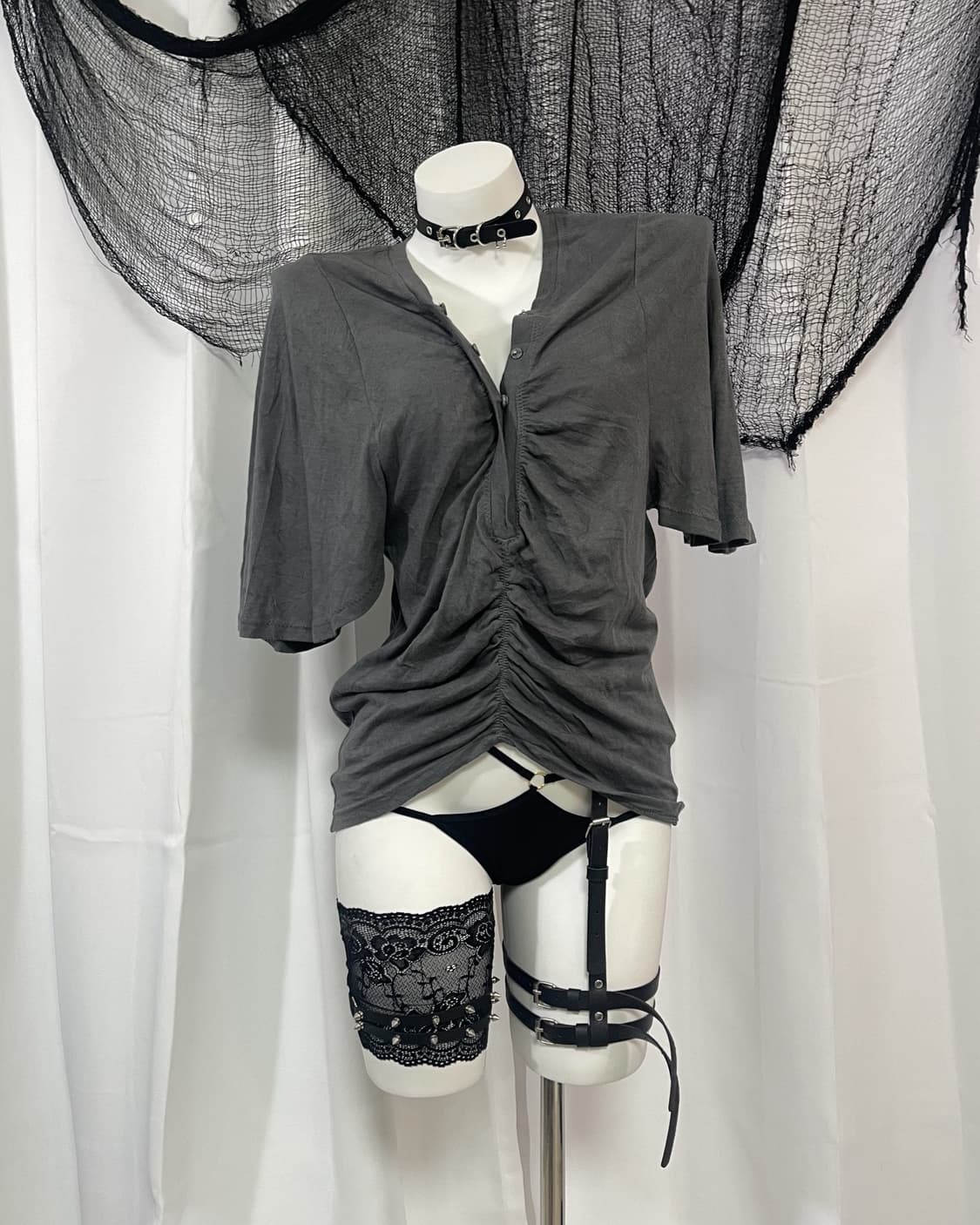 gray shirring t-shirt 상품이미지1
