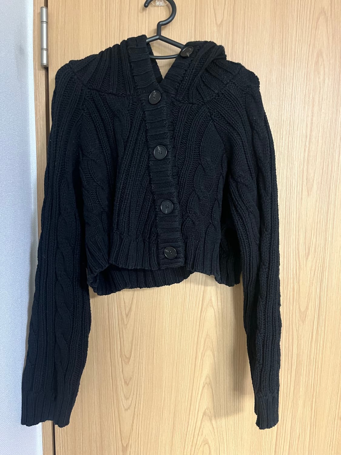 버튼 후드 볼레로 가디건 [블랙] 상품이미지3