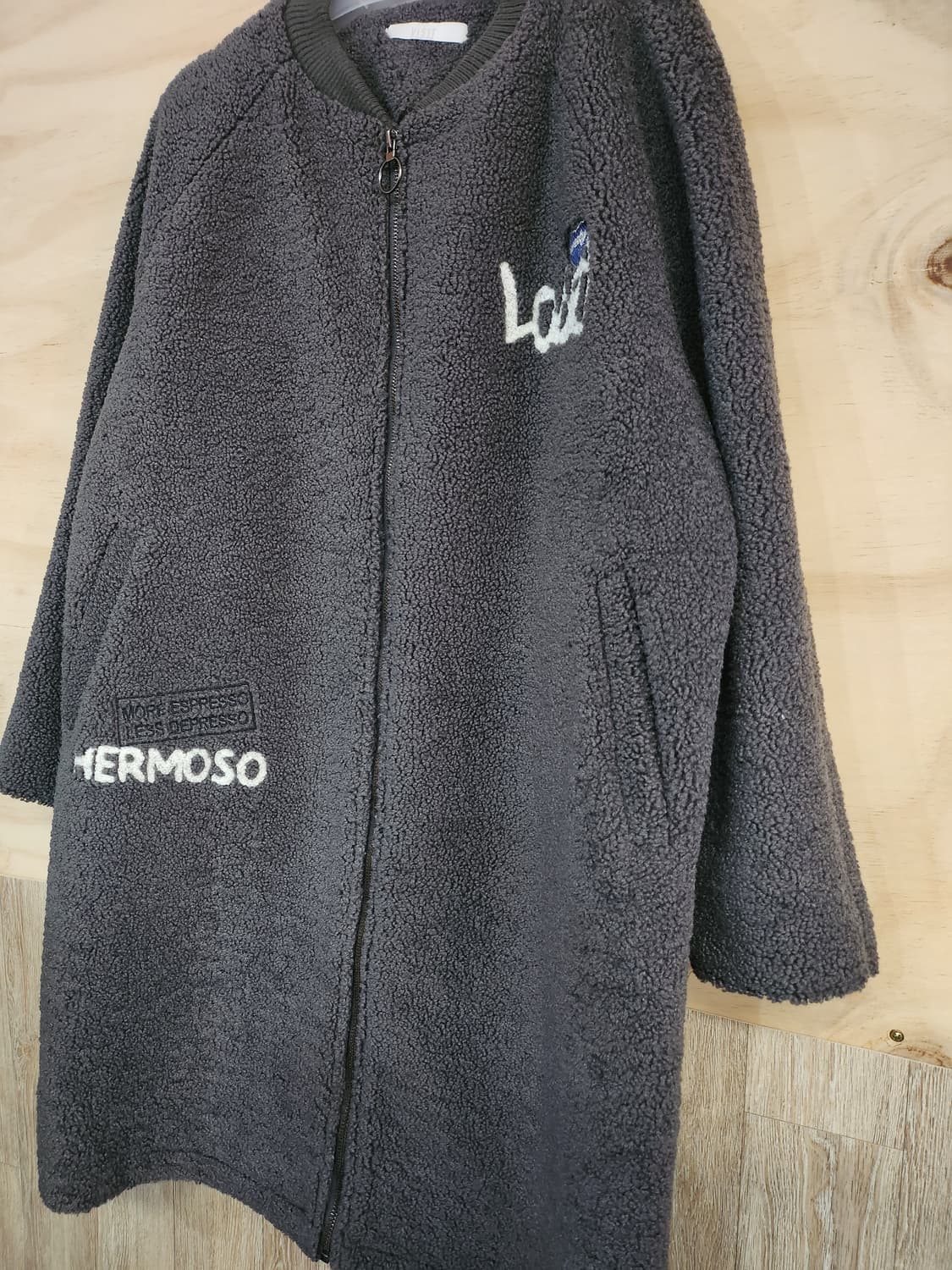 1029) VISIT 양털 뽀글이 롱 집업 코트 상품이미지4