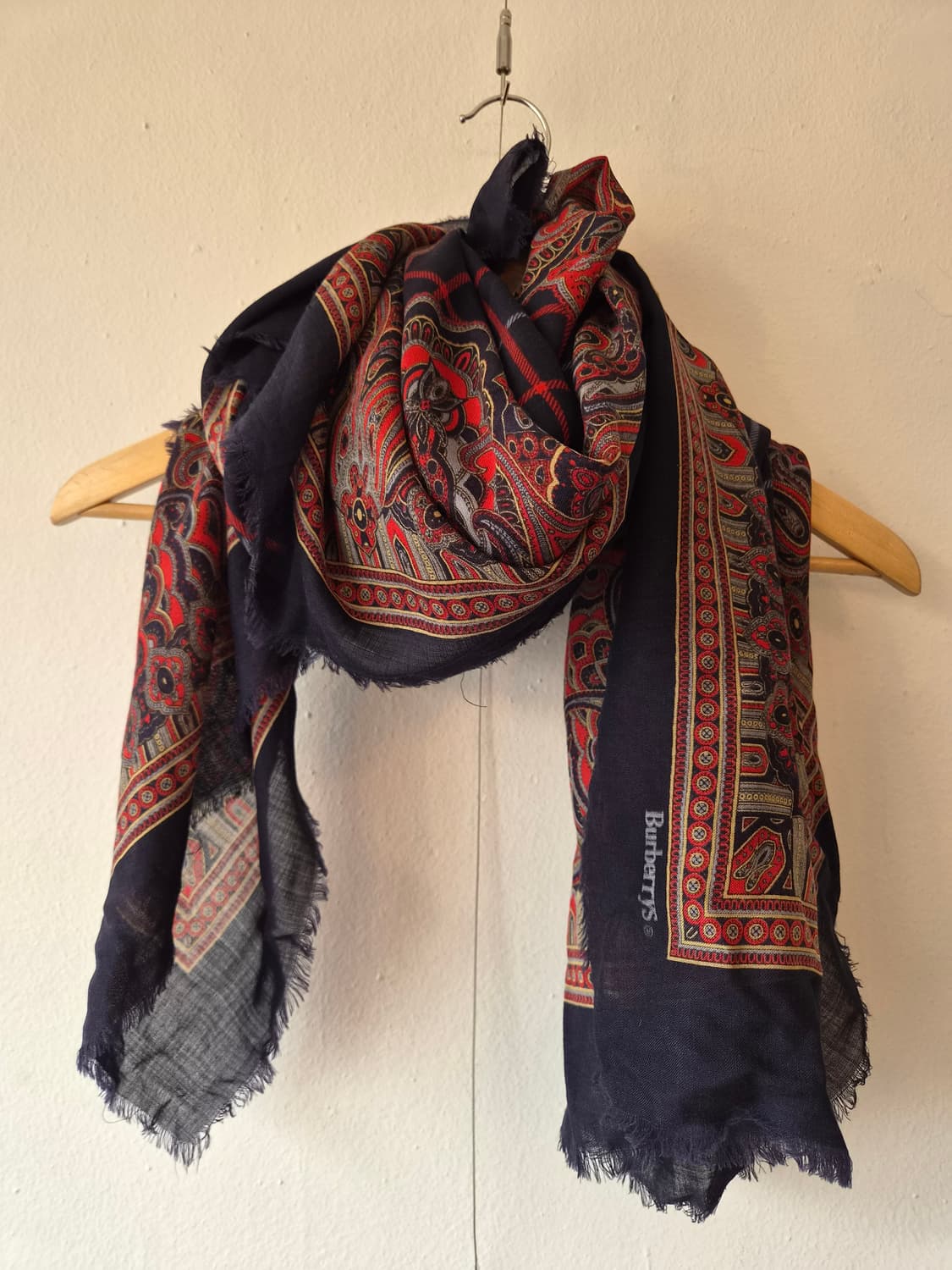 버버리스 페이즐리 실크울 숄스카프 상품이미지1