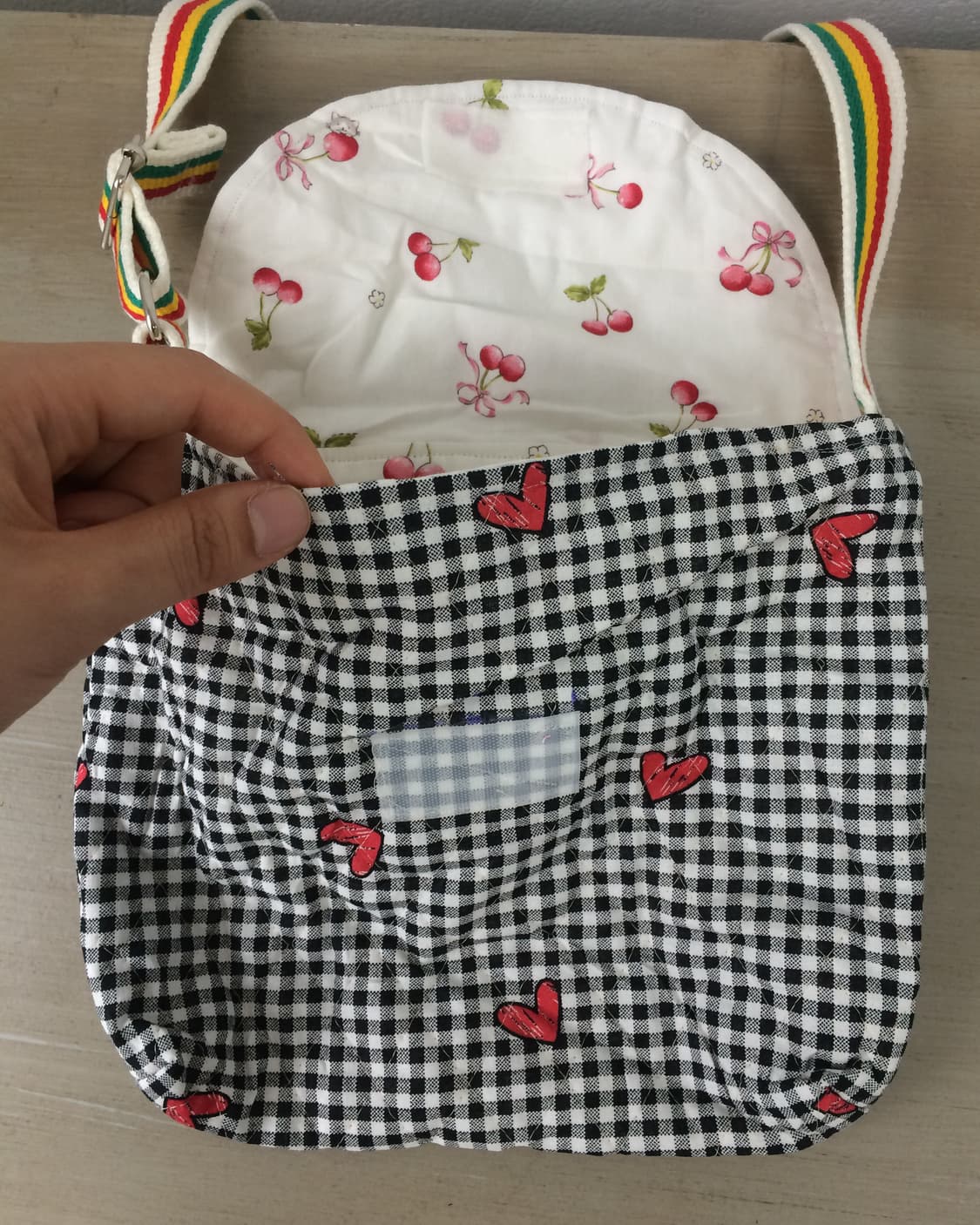 check heart mixed pattern cross bag 상품이미지8