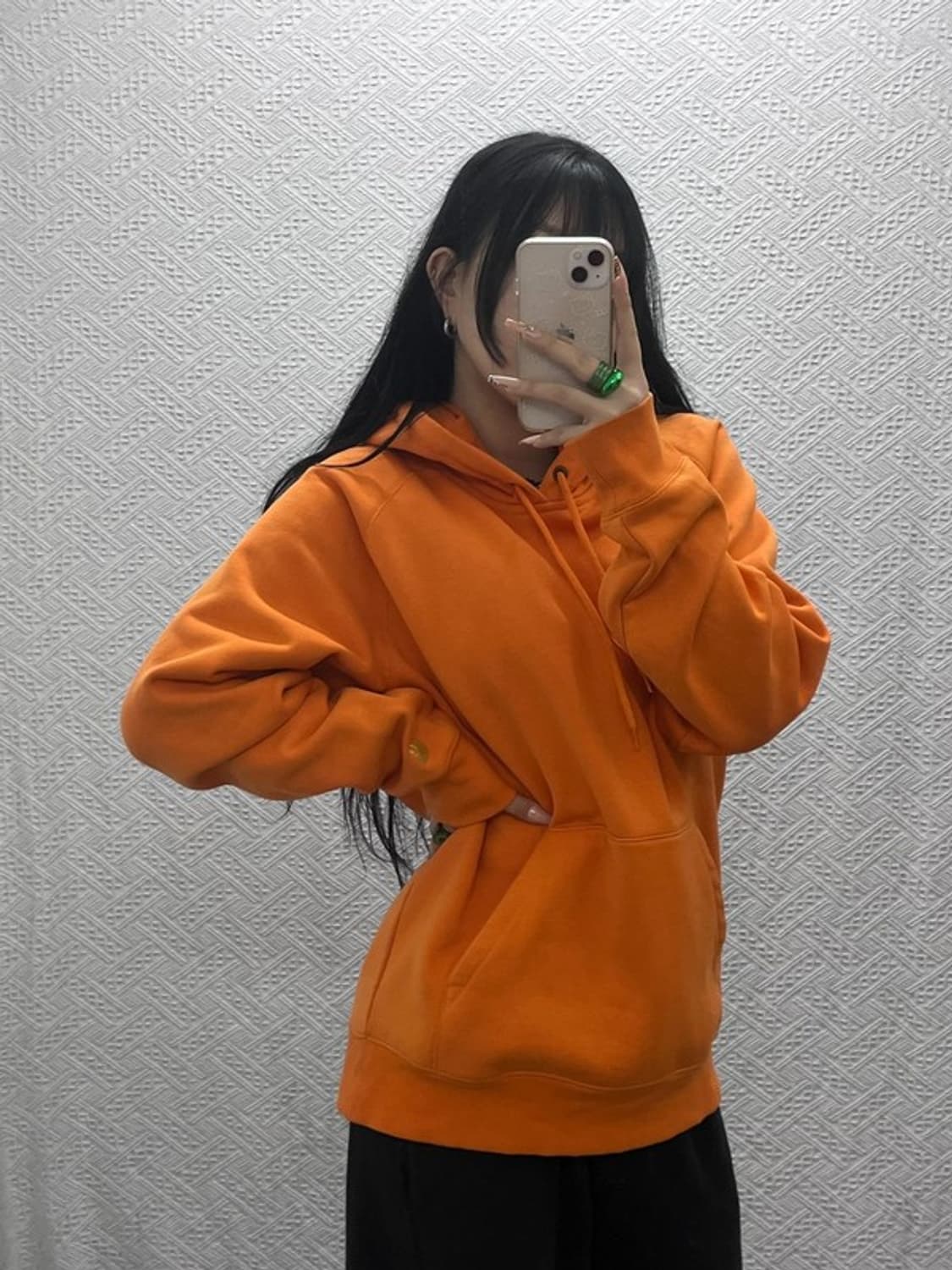 칼하트 Y2K 레트로 오렌지 약기모 후드티 L C08229 상품이미지1