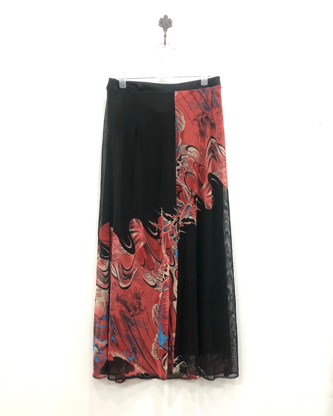 oriental red wave drawing long skirt 상품이미지2