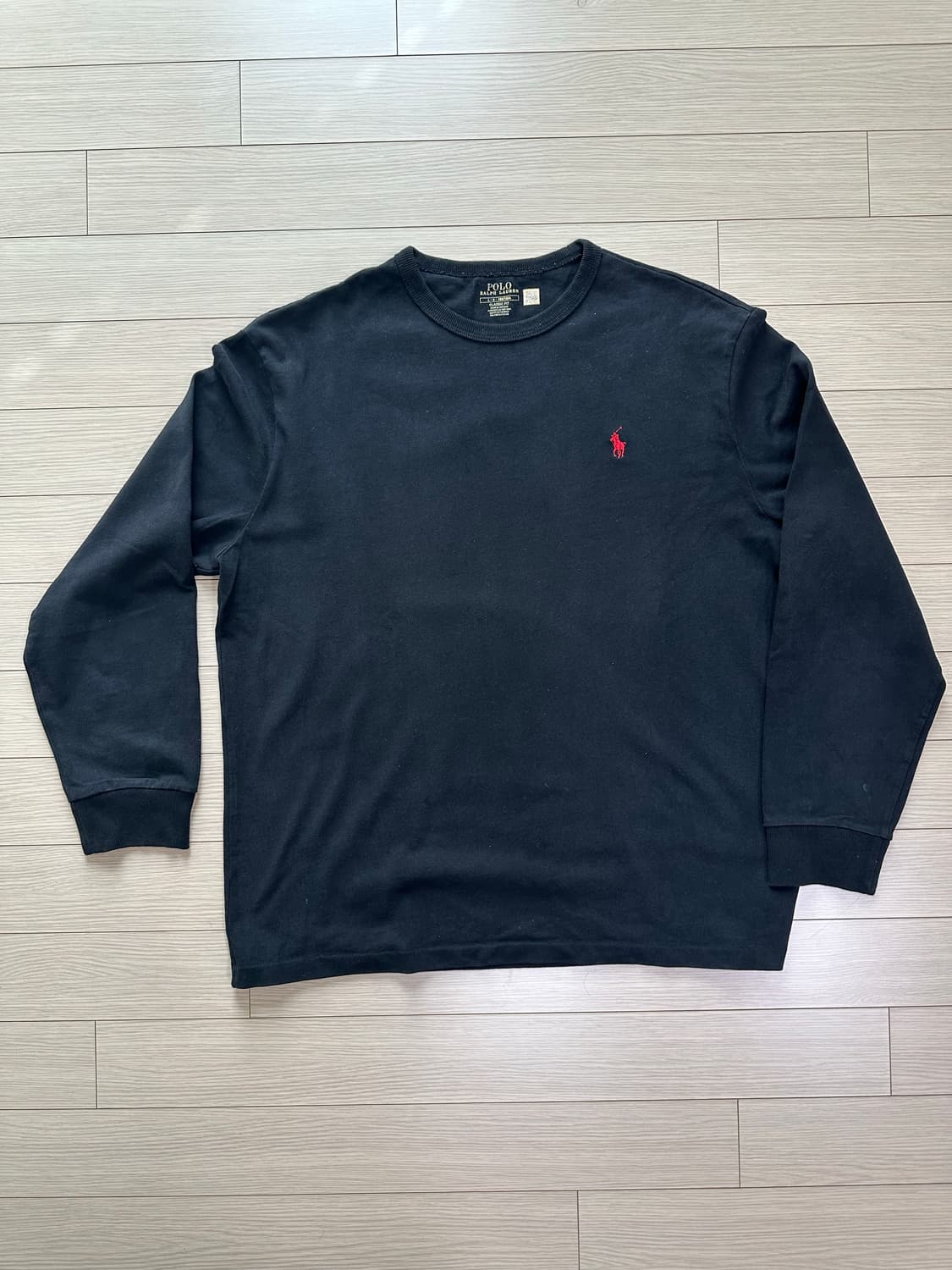 폴로 크루넥 티셔츠 블랙 상품이미지1