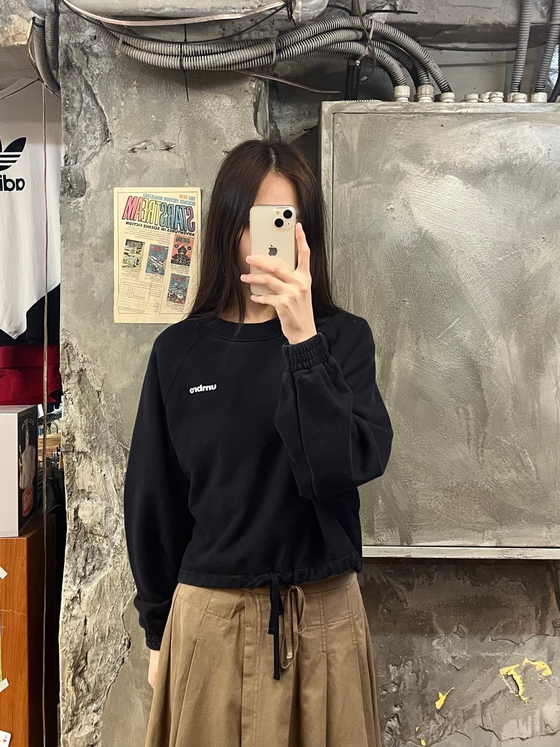 엄브로 크롭 맨투맨 블랙 XS #csz571 상품이미지2