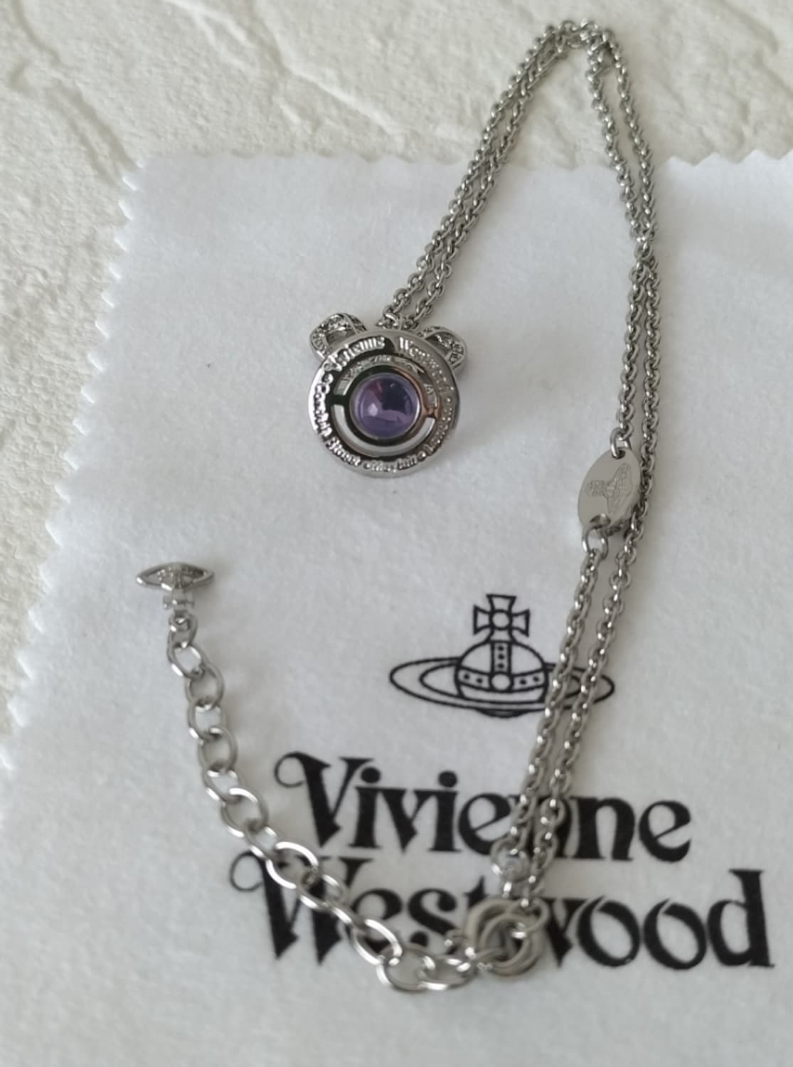 비비안웨스트우드 아카이브 리본 옥타비에 퍼플 크리스탈 3d orb 목걸이 상품이미지8