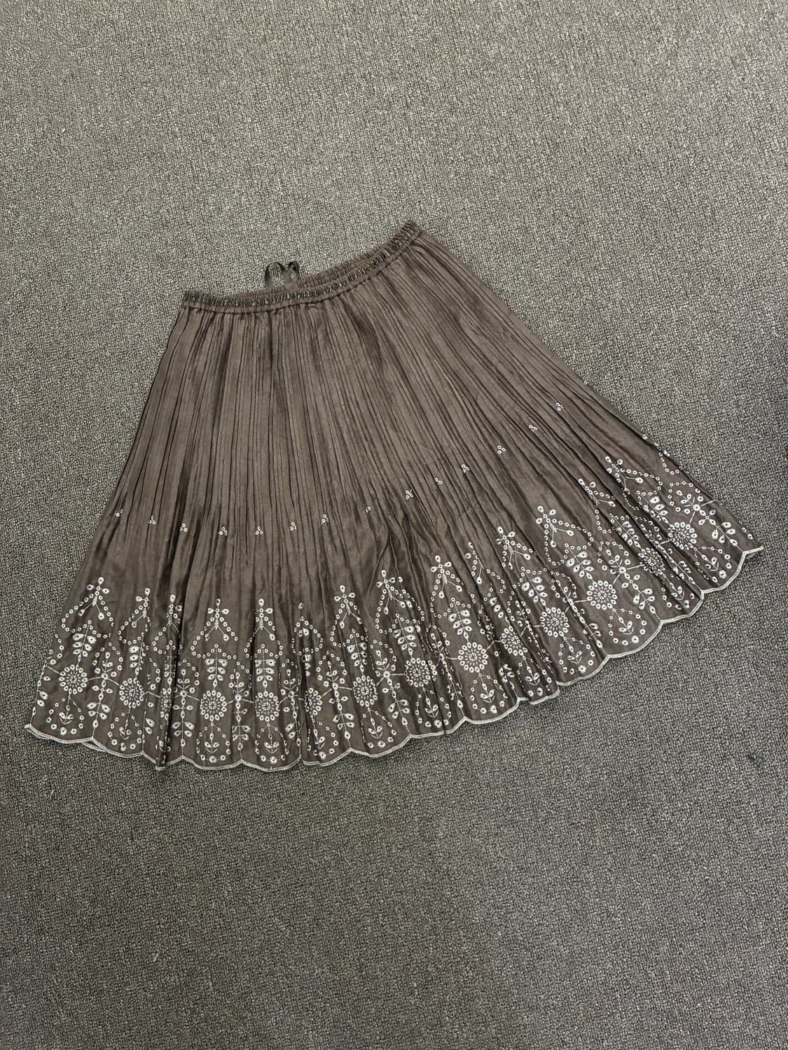 M)Japanese vintage 여성 꽃자수 미디 플리츠 스커트 상품이미지7