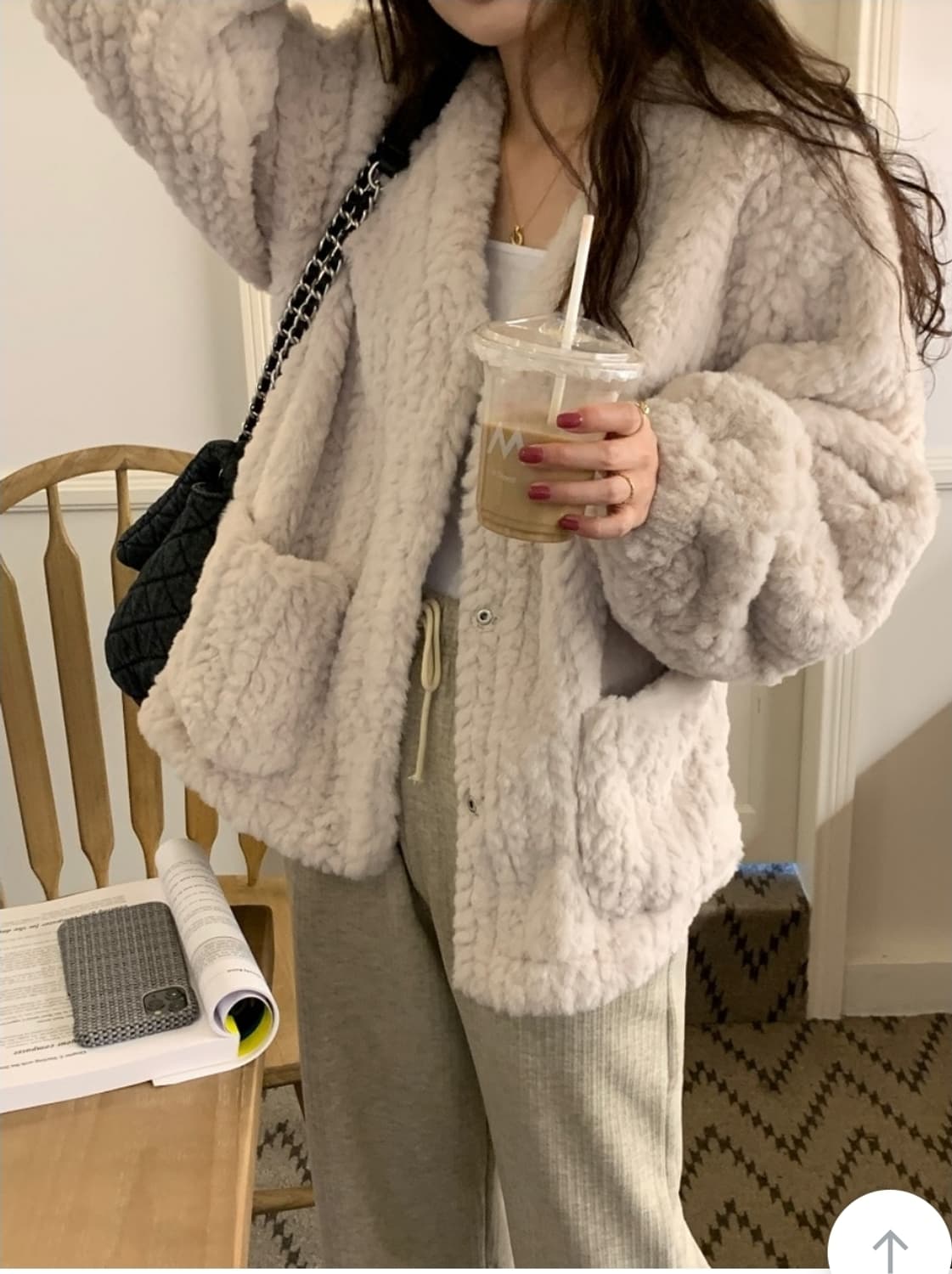 [새상품] 꽈배기 케이블 퍼자켓 상품이미지4