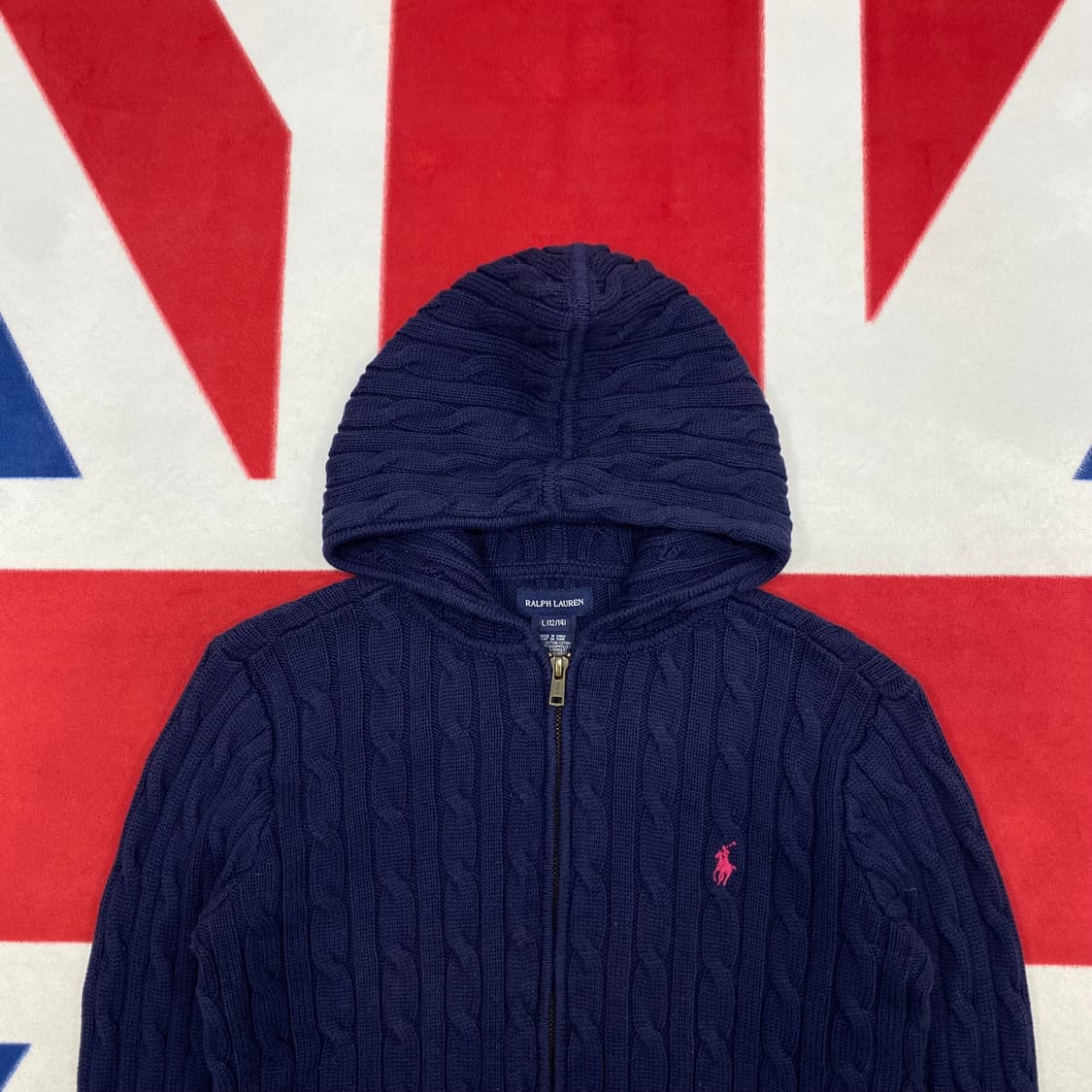 폴로 니트후드집업 실측 여성55 상품이미지3