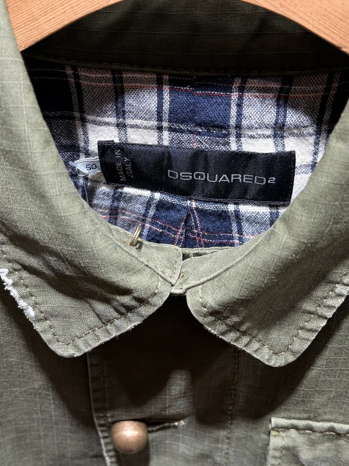 50 DSQUARED 디스퀘어드2 페인팅 써클버튼 카키 야상 자켓 상품이미지8