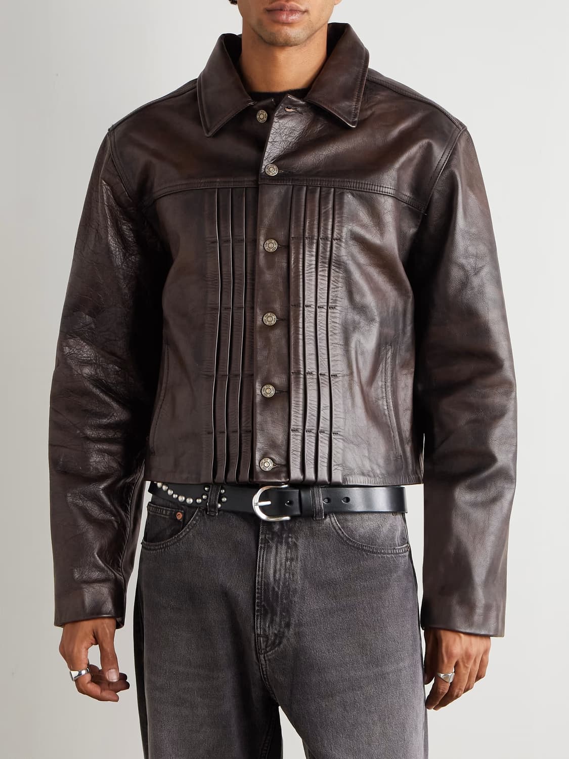 [48] 424 Rub Off 트러커 레더 자켓 상품이미지4