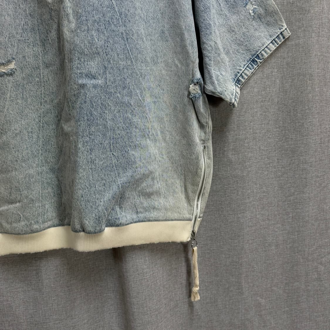 자라 zara 오버핏 데님 워싱 반팔 맨투맨 상품이미지3