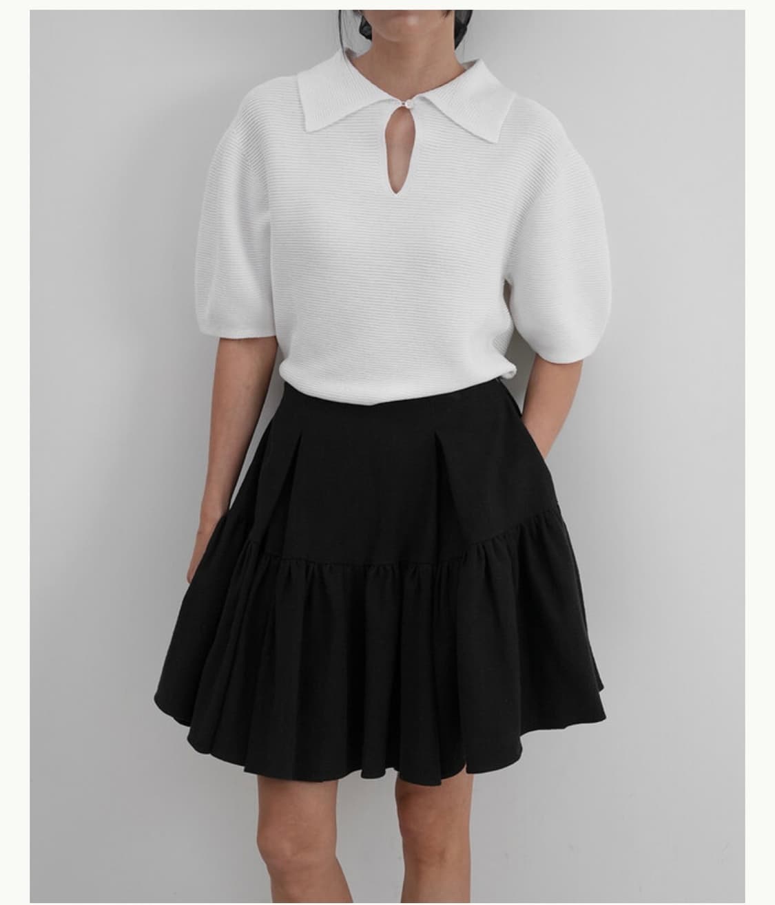 11am 블랙 플레어 린넨 스커트 상품이미지3