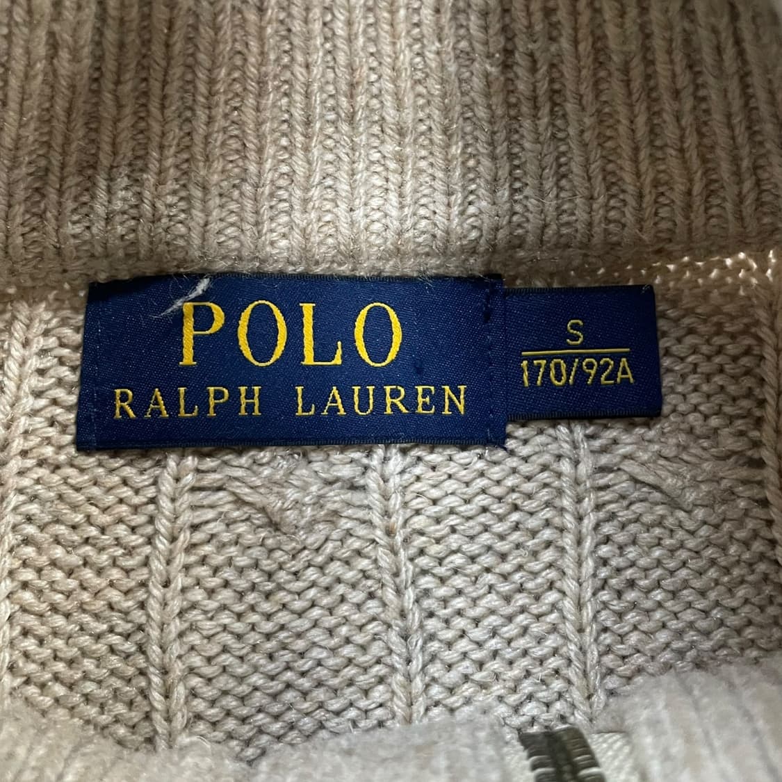 폴로 랄프로렌 포니 로고 케이블 하프 집업 니트 베이지 상품이미지4
