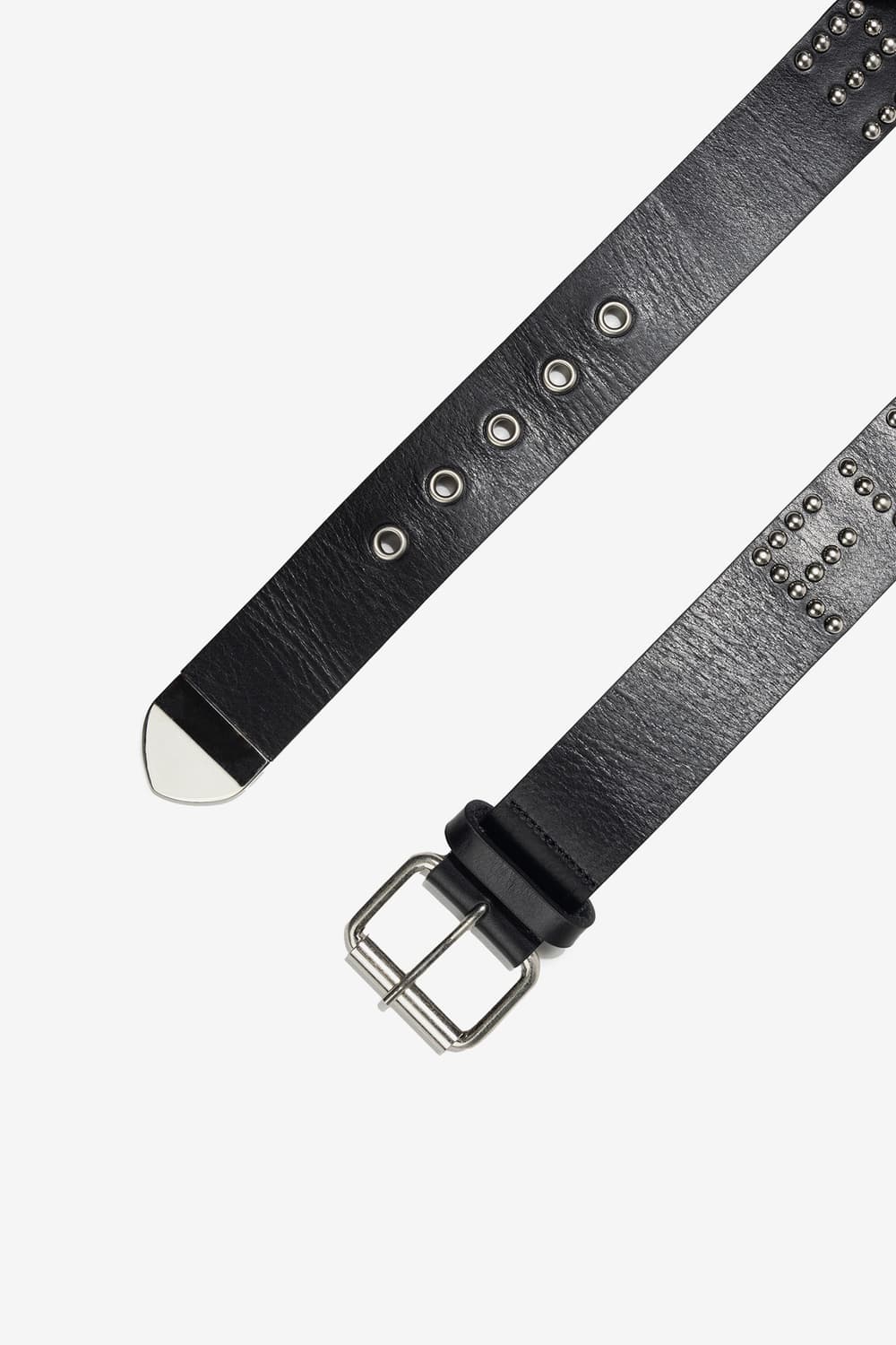 (새상품) 퍼킹어썸 스터디드 레더 벨트 블랙 상품이미지2