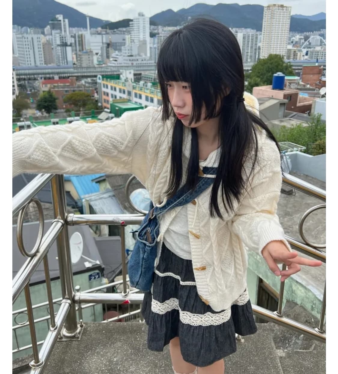 치치타 Flared Cancan 생지 데님 레이스 캉캉 스커트 상품이미지2