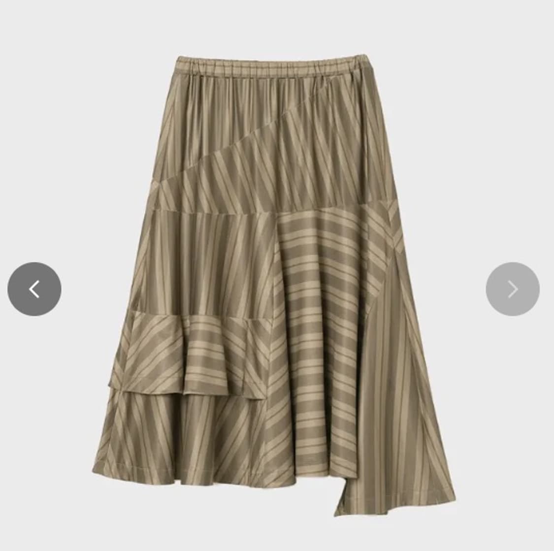 밀로우먼 어시메트릭 스트라이프 미디 스커트 - 카키브라운 상품이미지3