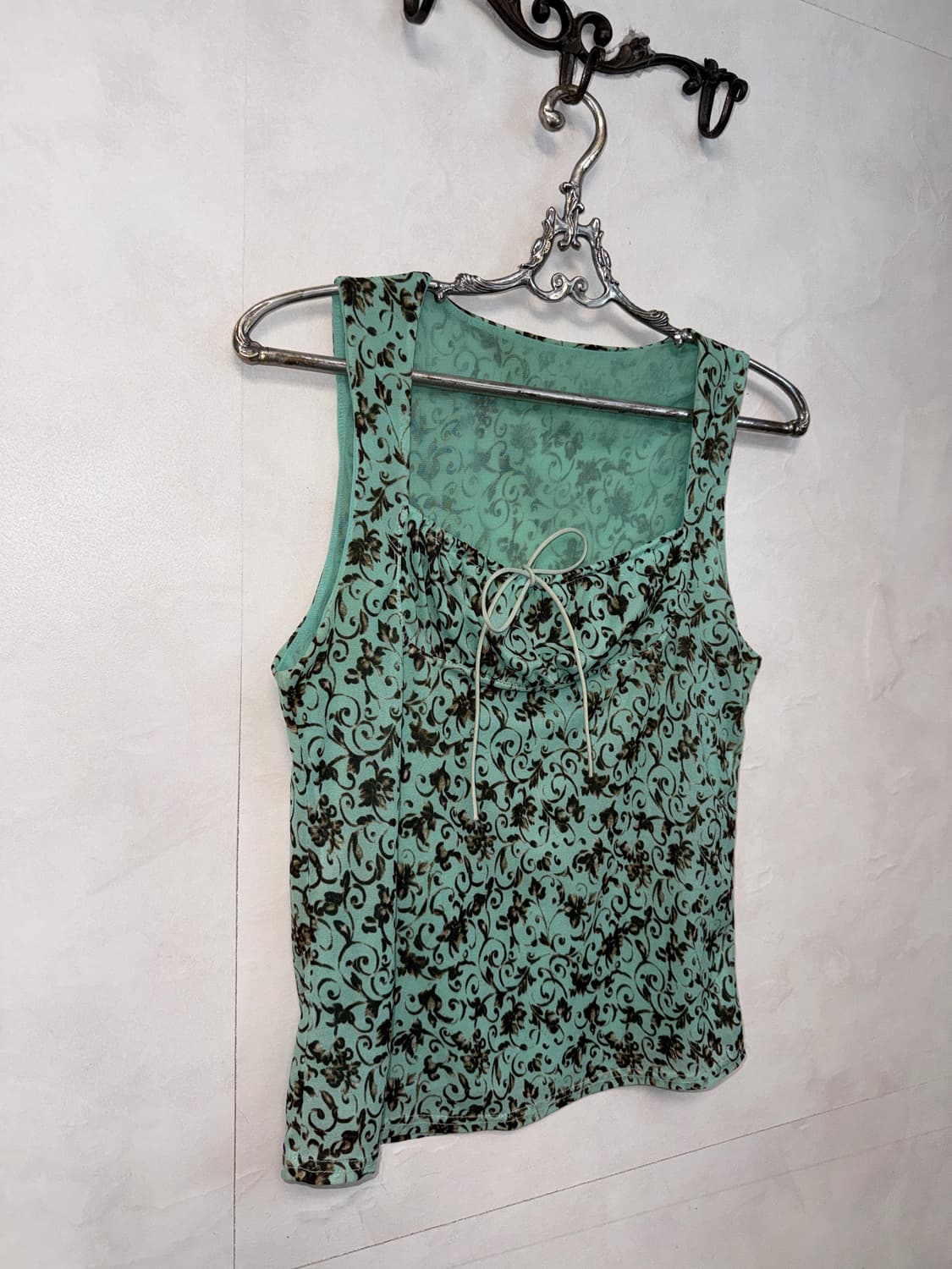 Mint oriental floral ribbon sleeveless 상품이미지2