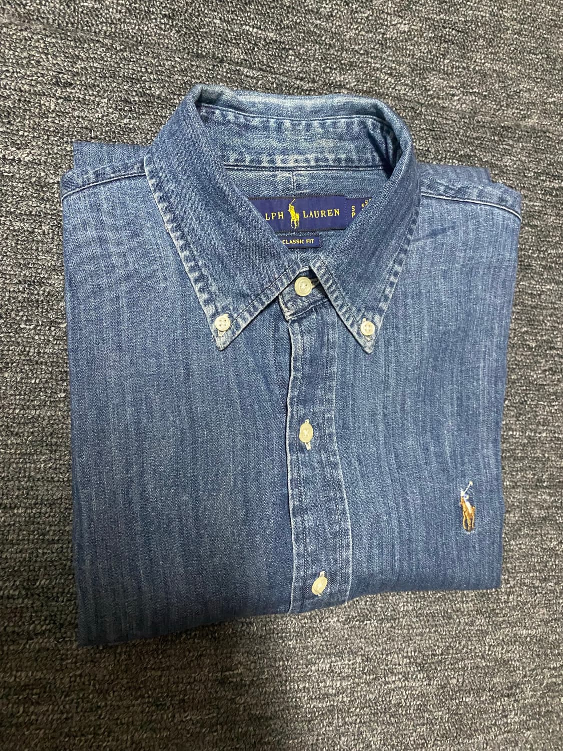 급처 신형  클래식핏 폴로 데님셔츠 청남방 상품이미지1
