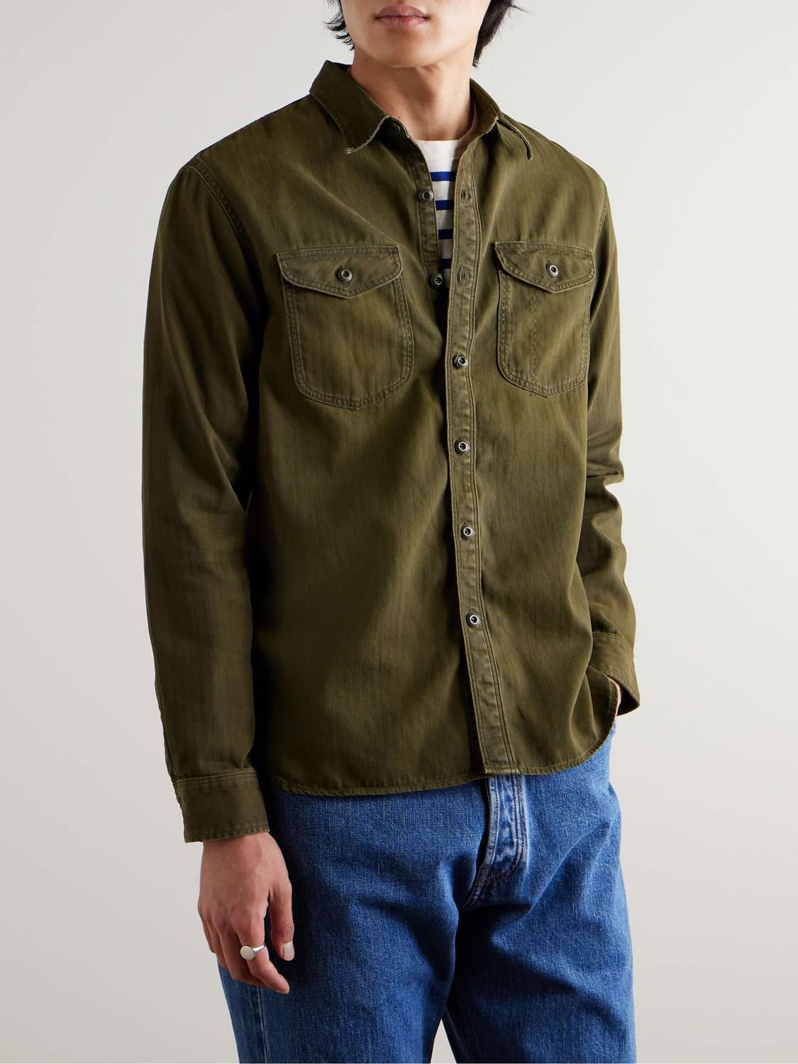 더블알엘/ 가먼트 다이헤링본트윌 워크셔츠/ XL 상품이미지2