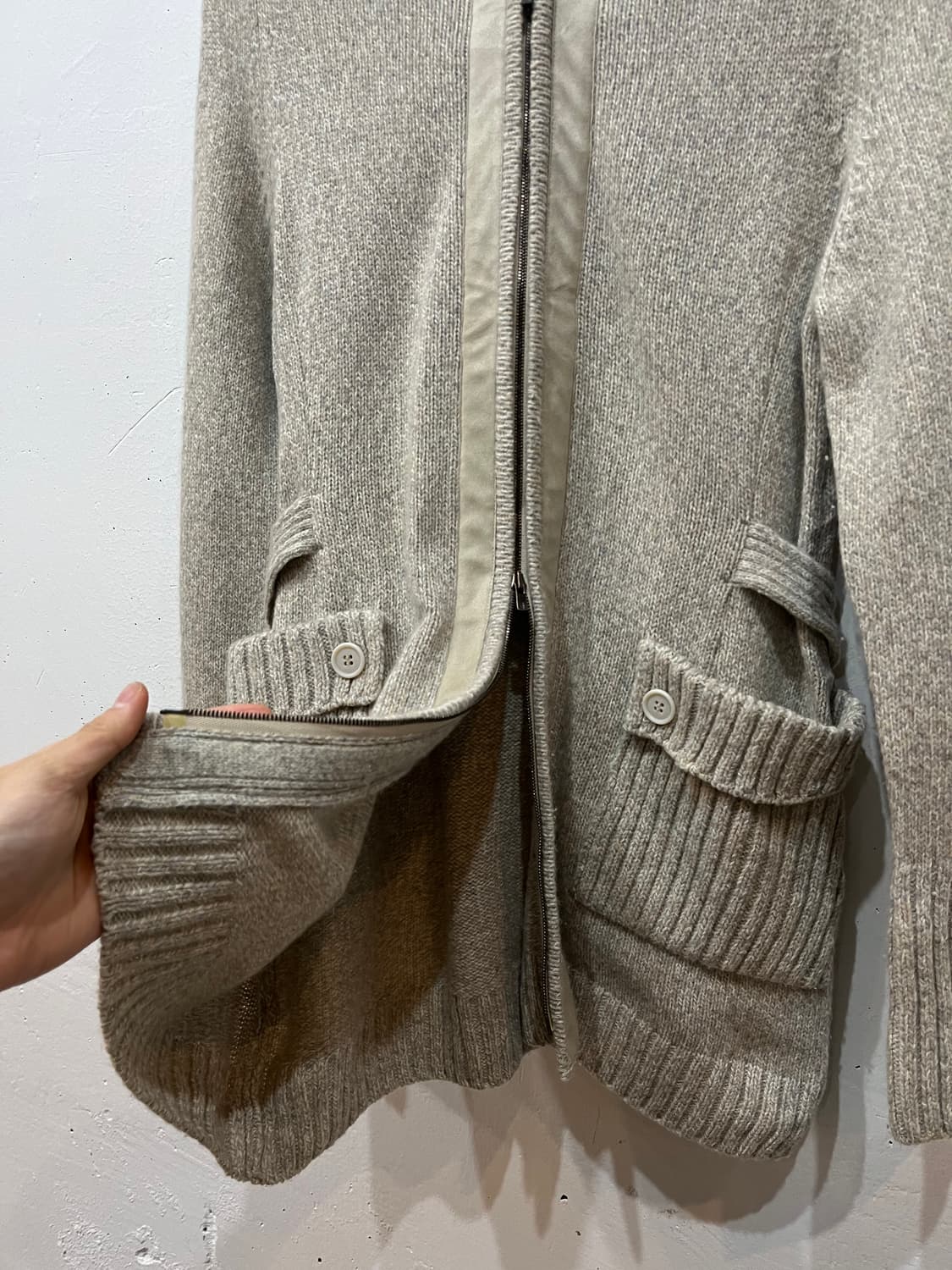 cordier 울 캐시미어 모리 니트집업 Made in JAPAN 상품이미지2