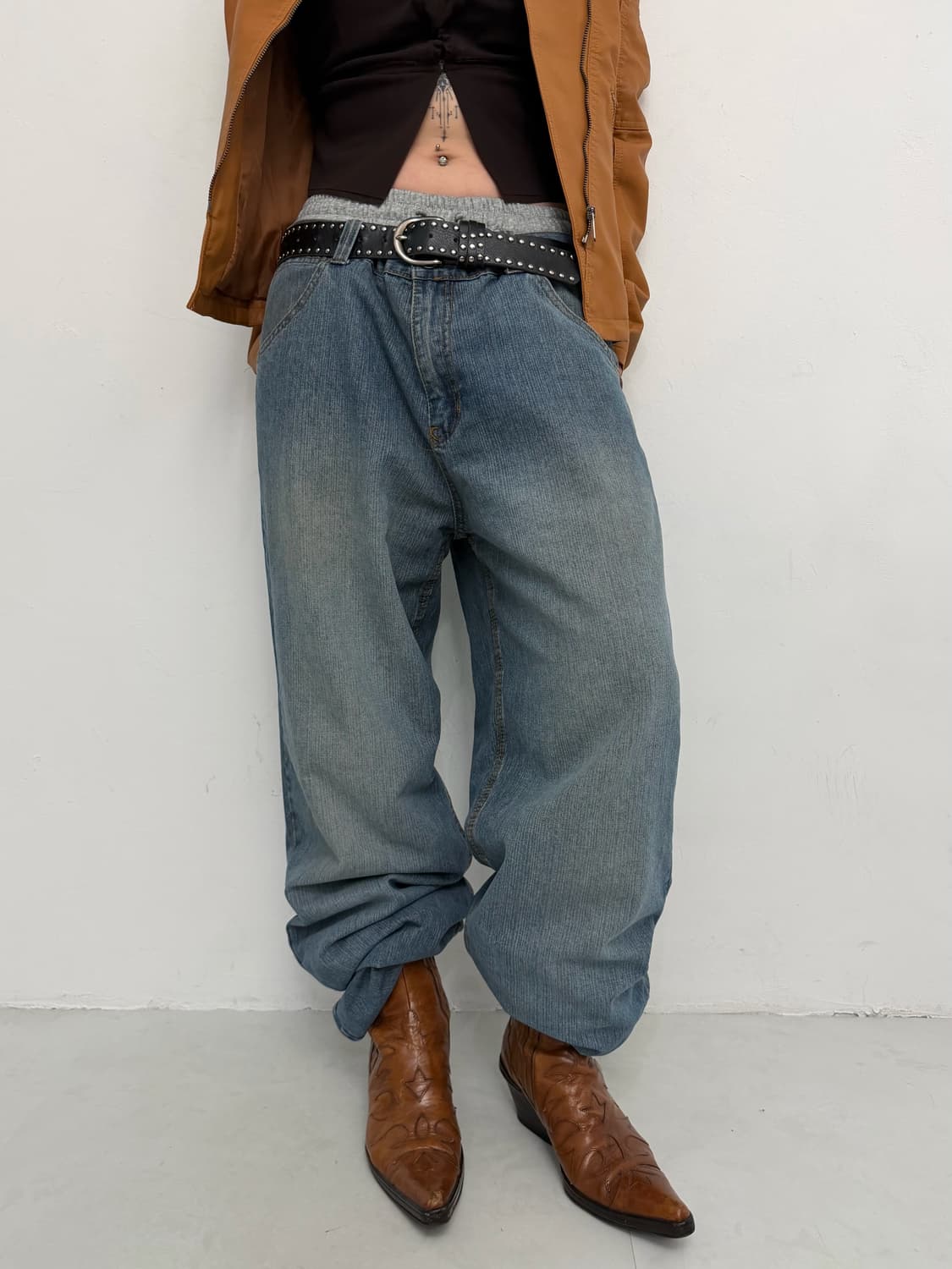 빈티지 워싱 데님 와이드 팬츠 상품이미지3