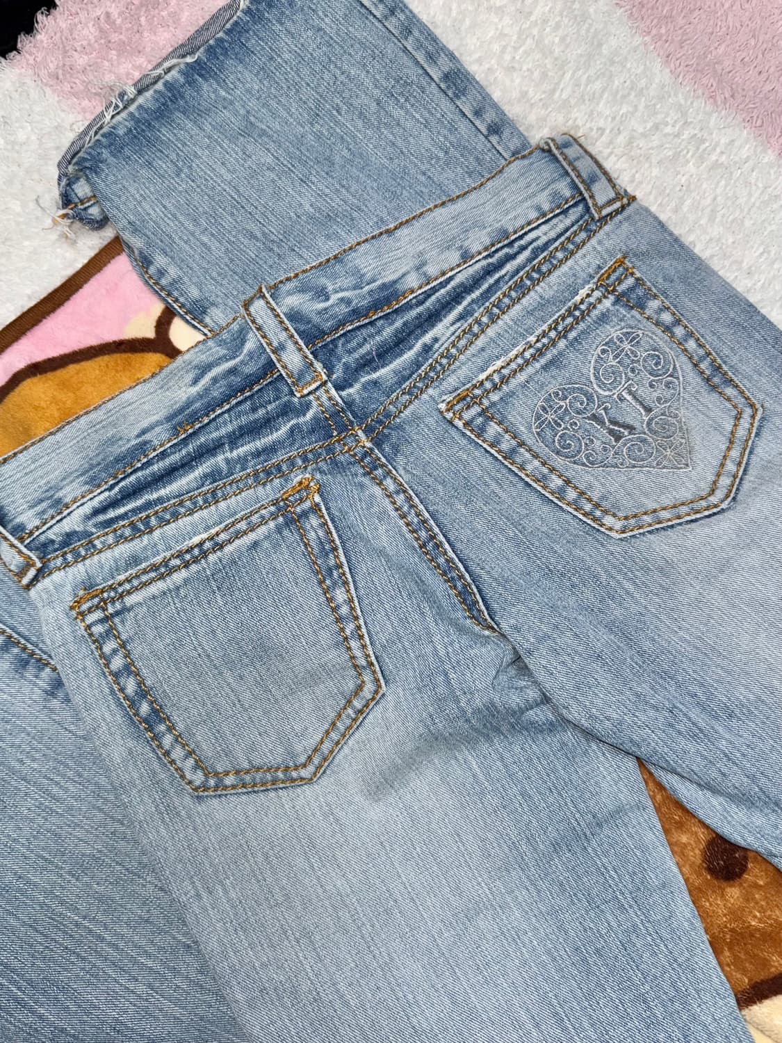 고전 챠미키티 히메갸루 대장 로우라이즈 부츠컷 데님 팬츠 갸루 와투케 상품이미지4