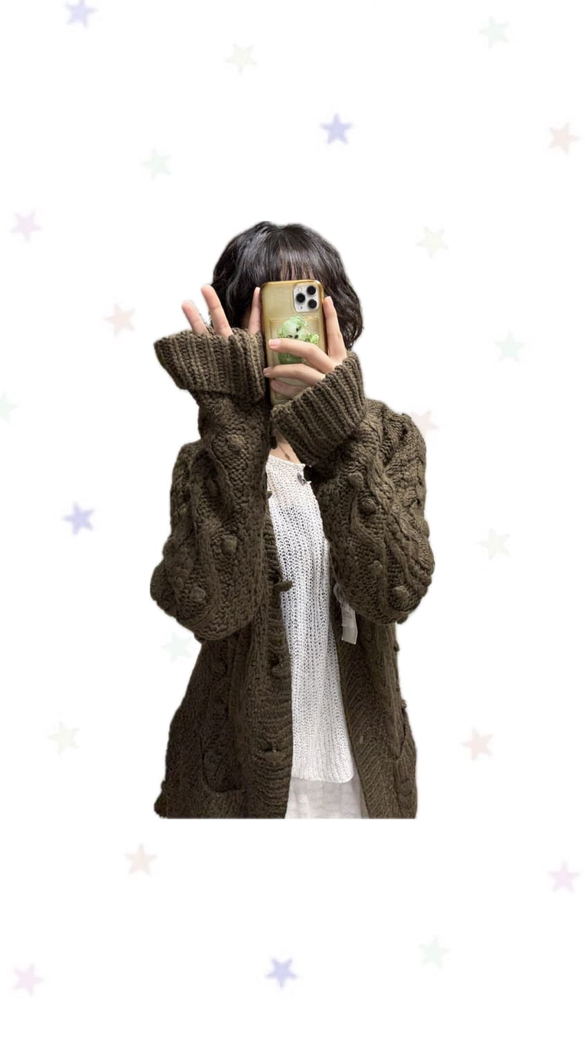 카키 폼폼 가디건 상품이미지3