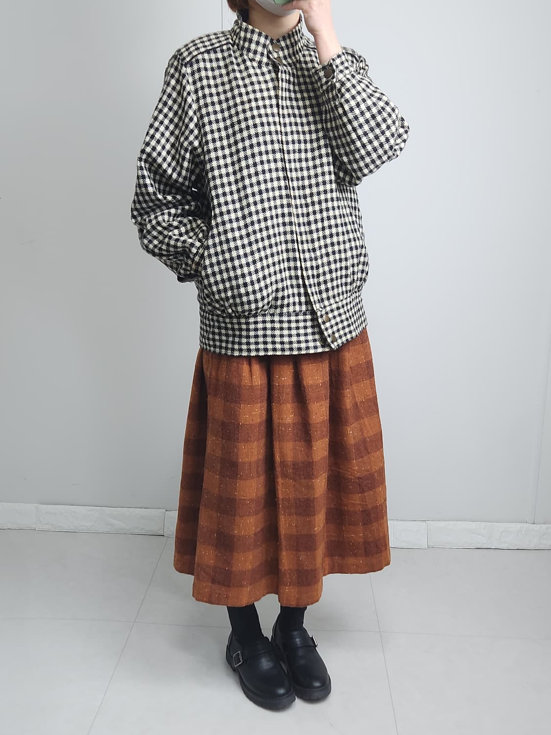 깅엄 체크 점퍼 자켓 상품이미지4