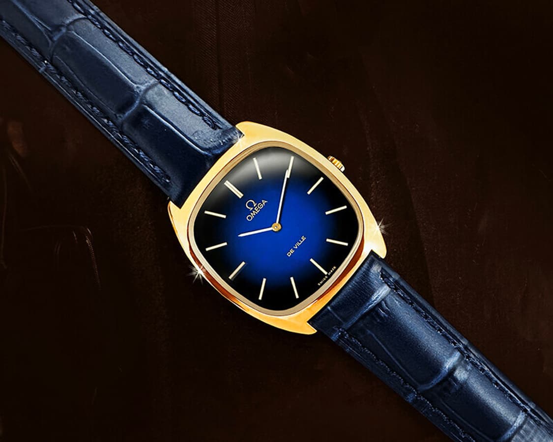 오메가 드빌 희귀 블루 투톤 다이얼 여성 수동 가죽 시계 상품이미지3