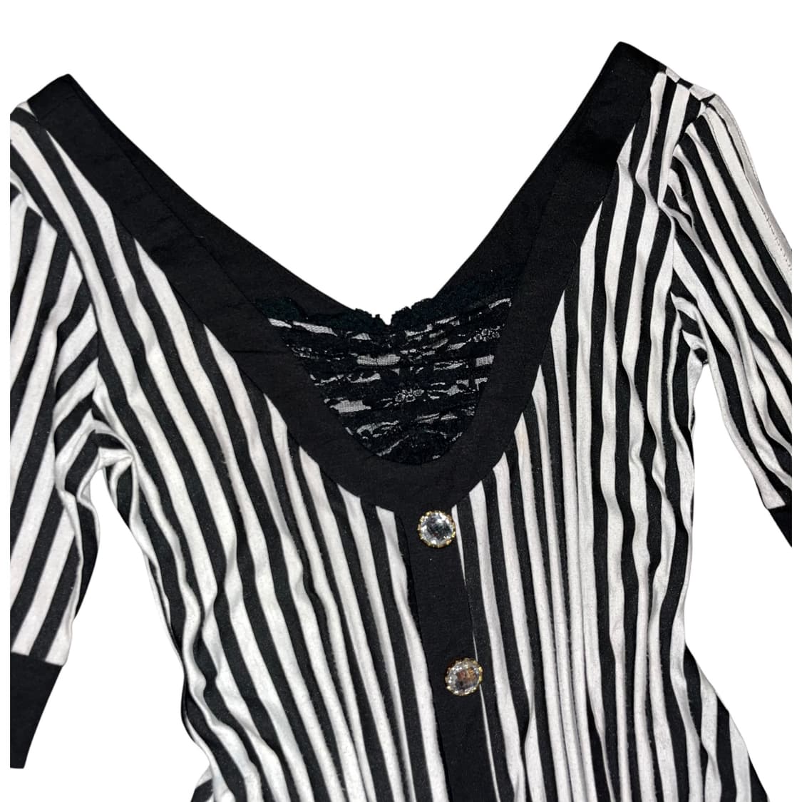 diable baiser스트라이프 셔링 7부 브이넥 오프숄더 원피스 갸루 상품이미지3