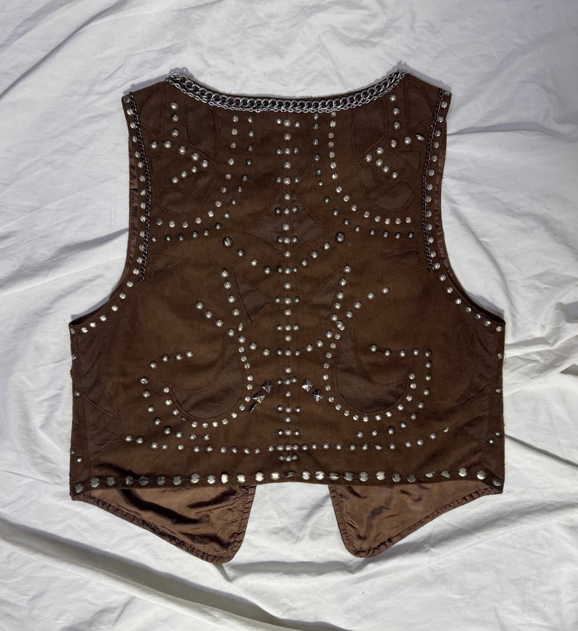 Mecca 스터드 체인 스웨이드 베스트 웨스턴 y2k 글램록 상품이미지2