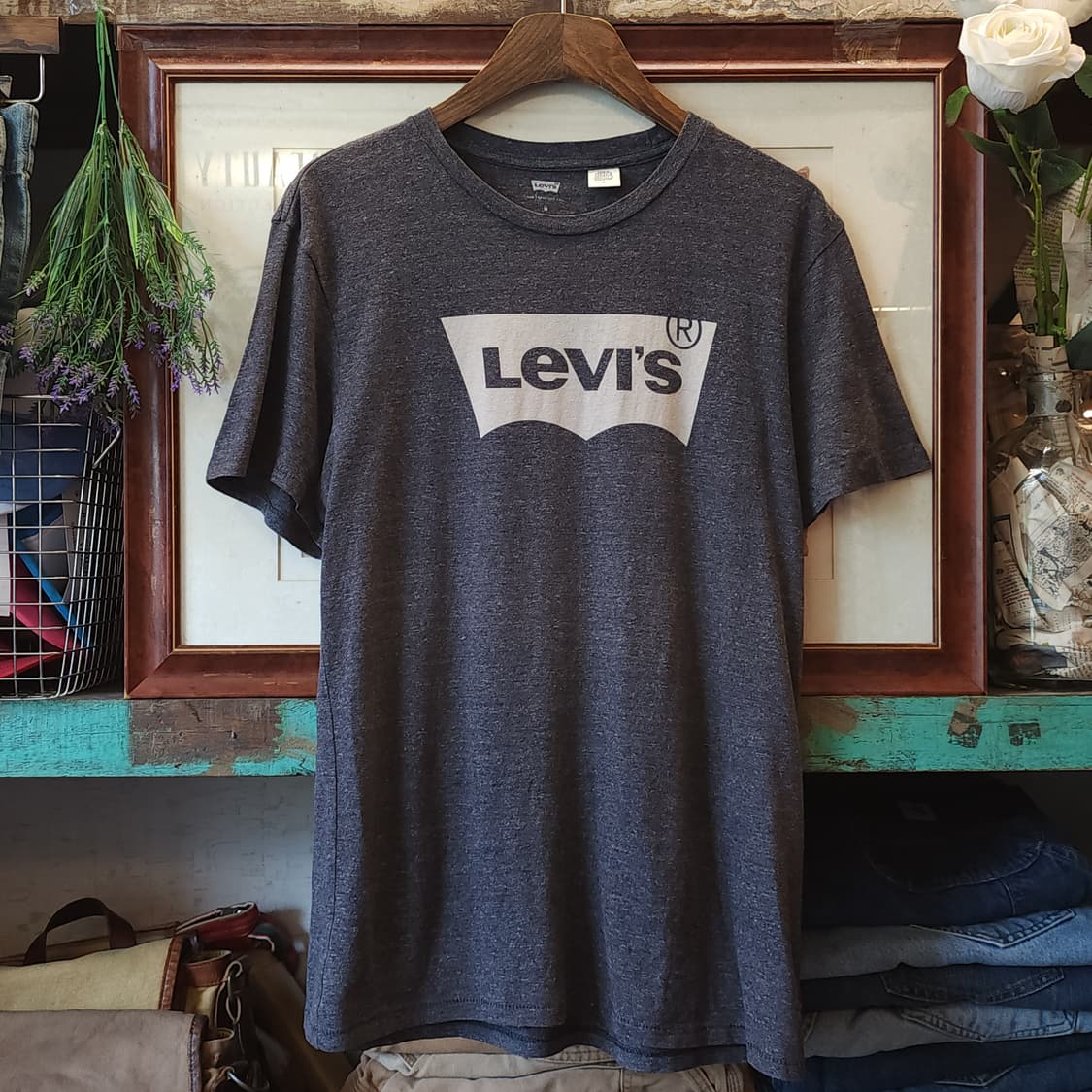 00s 리바이스 빈티지 티셔츠 프린팅 티셔츠 오트밀 그레이 배트윙 m 상품이미지1
