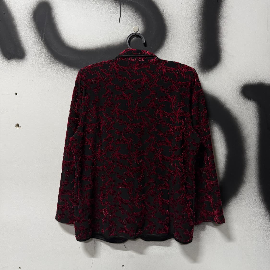 VTG 빈티지 오리엔탈 고딕 자카드 풀 패턴 벨벳 블라우스 자켓 상품이미지2