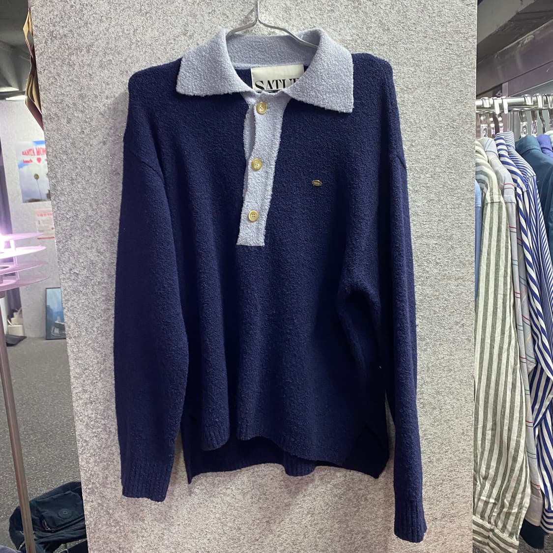세터 네이비 나폴리 울 부클 폴로 니트 B4494 상품이미지2