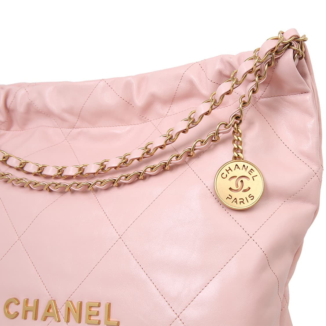 샤넬 22백 미듐 핑크 투투백 카프스킨 체인숄더 AS3261 상품이미지6