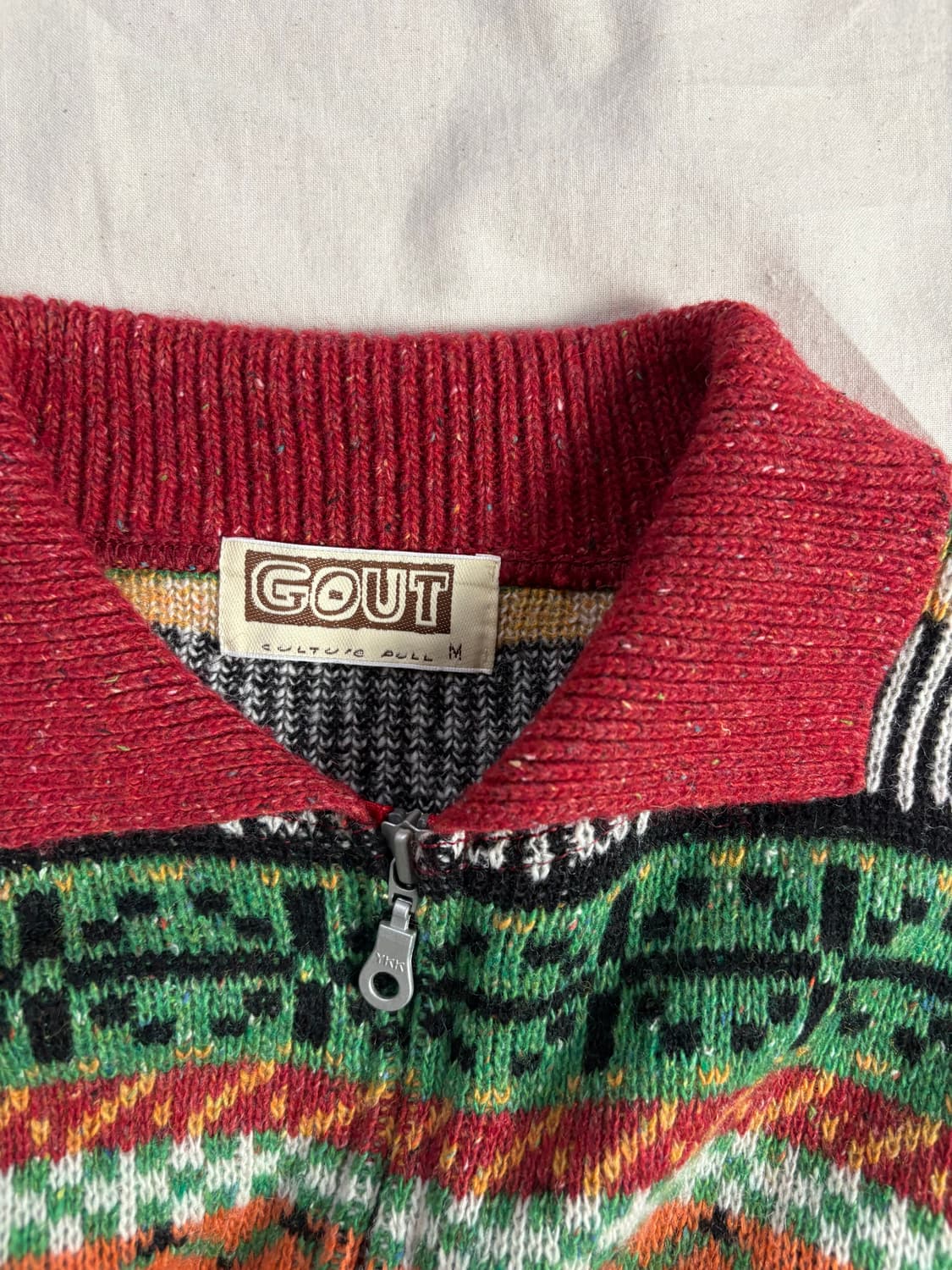 Gout 빈티지 아즈텍 패턴 니트 집업 M 상품이미지3