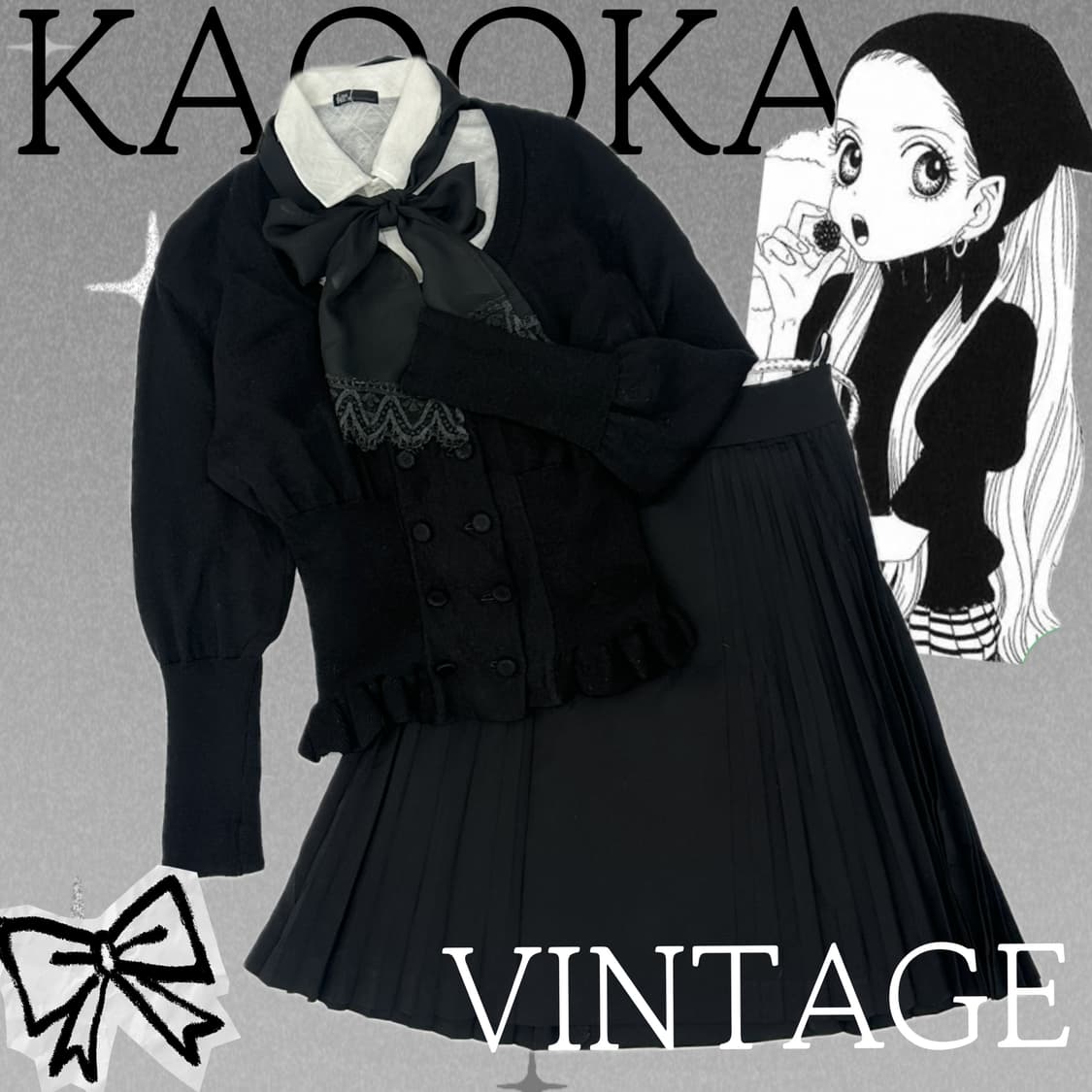 🖤슈슈룬 쇼콜라 블랙 갸루 코디세트🖤일본 교복 벌룬 넥타이 고스로리 상품이미지1
