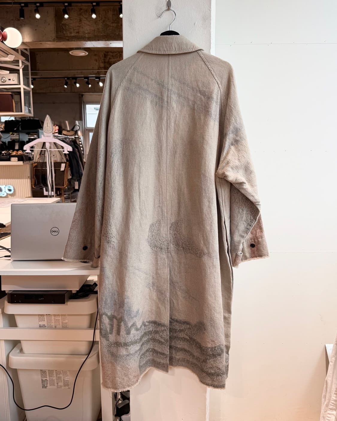 요크 베이지 자카드 볼 칼라 코트 상품이미지7